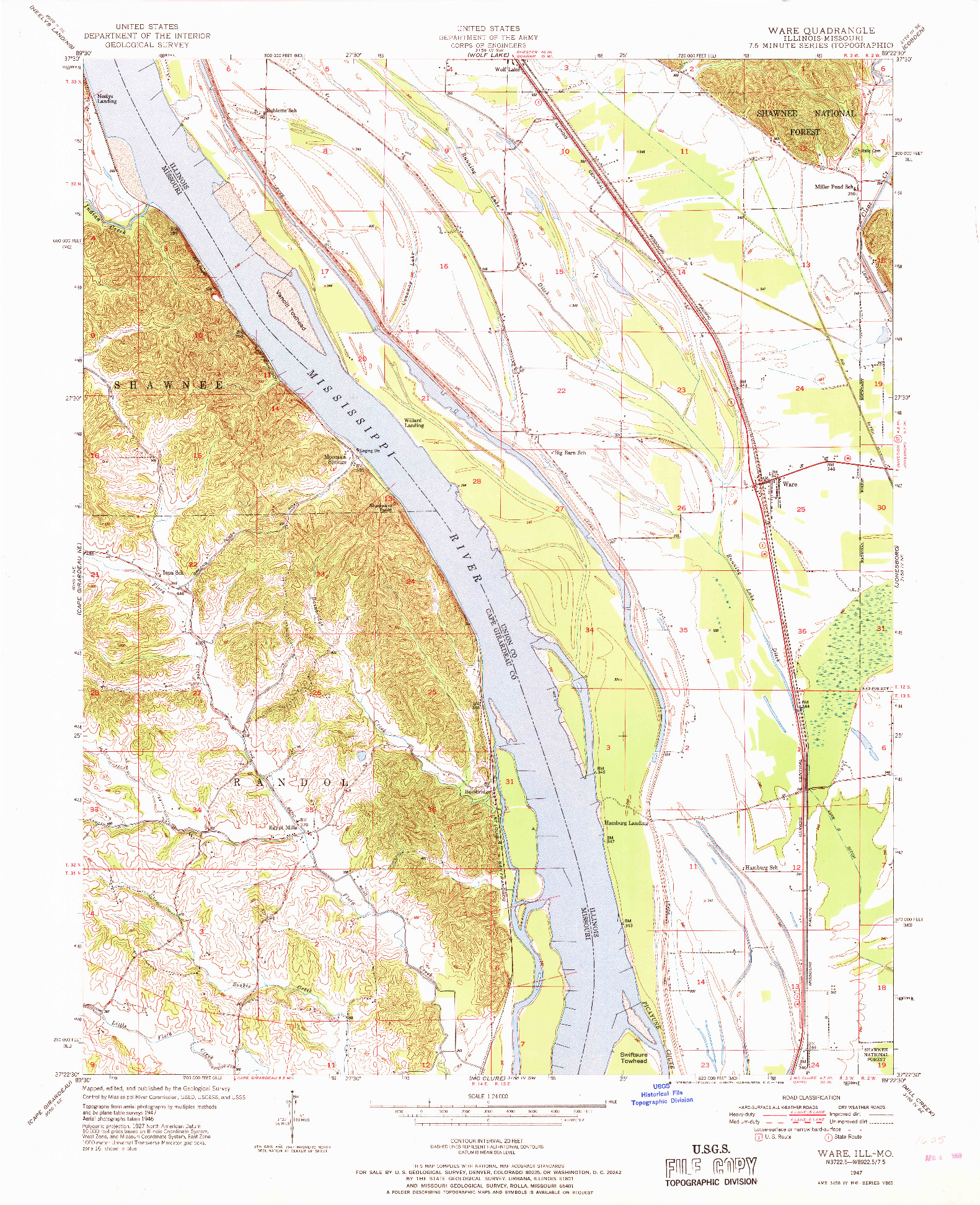 USGS 1:24000-SCALE QUADRANGLE FOR WARE, IL 1947