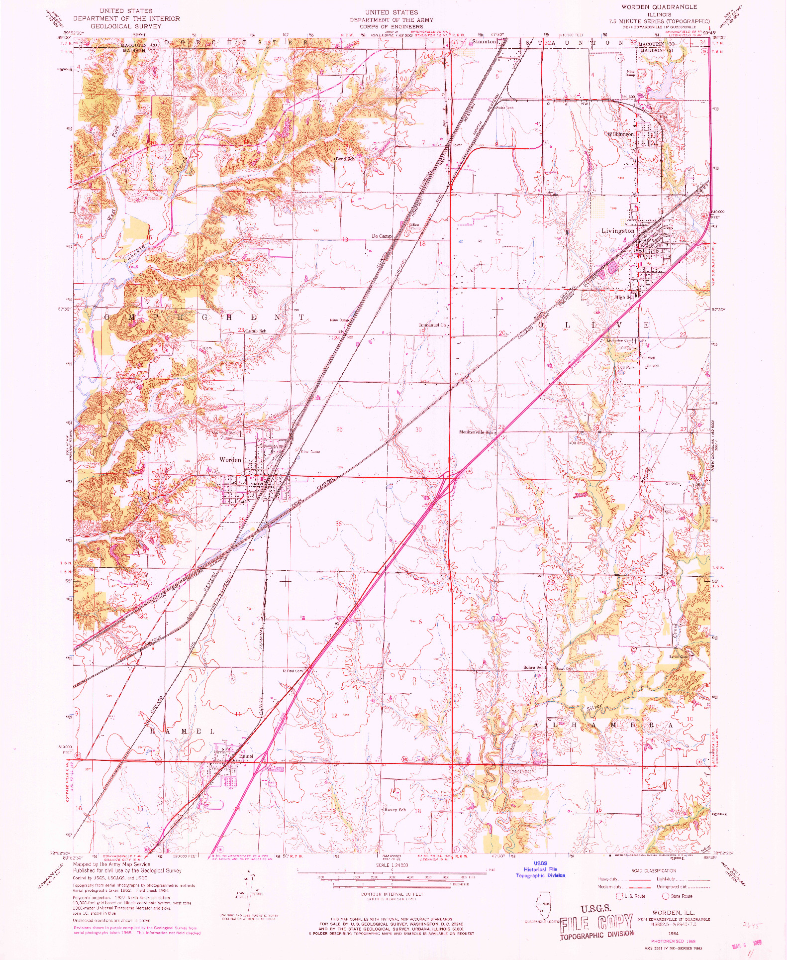 USGS 1:24000-SCALE QUADRANGLE FOR WORDEN, IL 1954