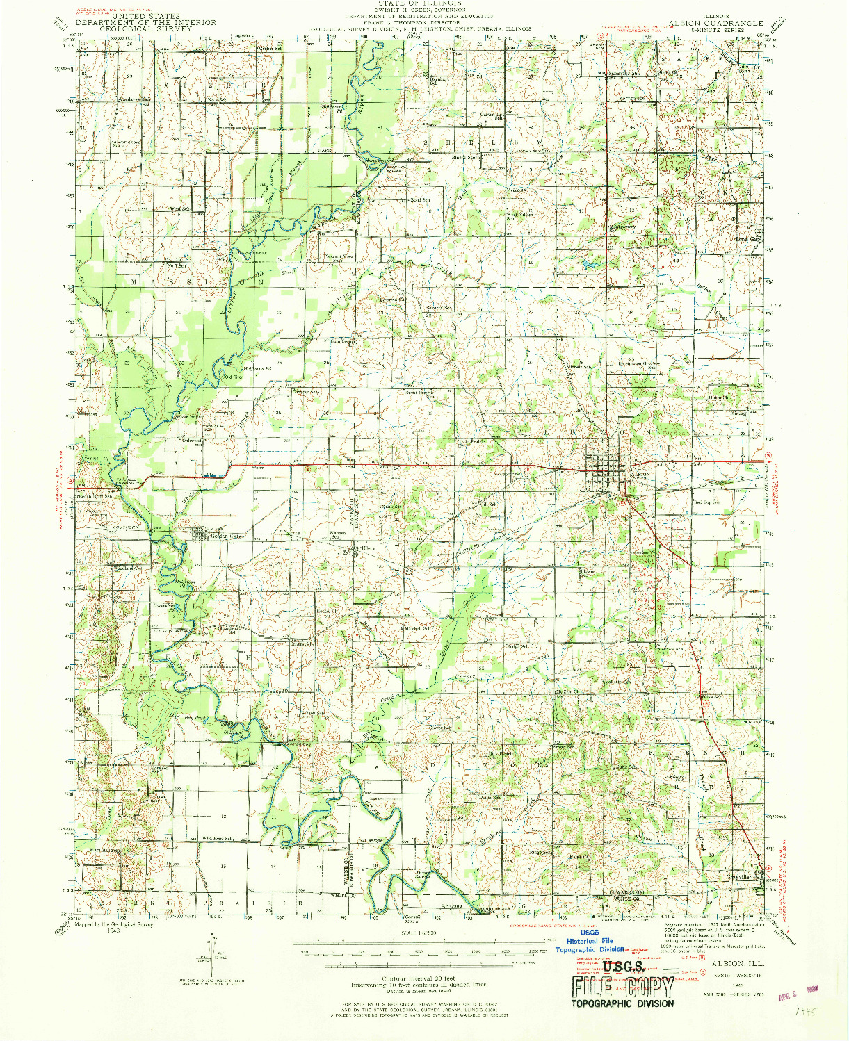 USGS 1:62500-SCALE QUADRANGLE FOR ALBION, IL 1943