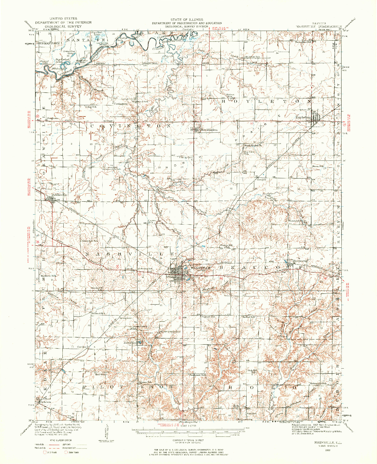 USGS 1:62500-SCALE QUADRANGLE FOR NASHVILLE, IL 1932