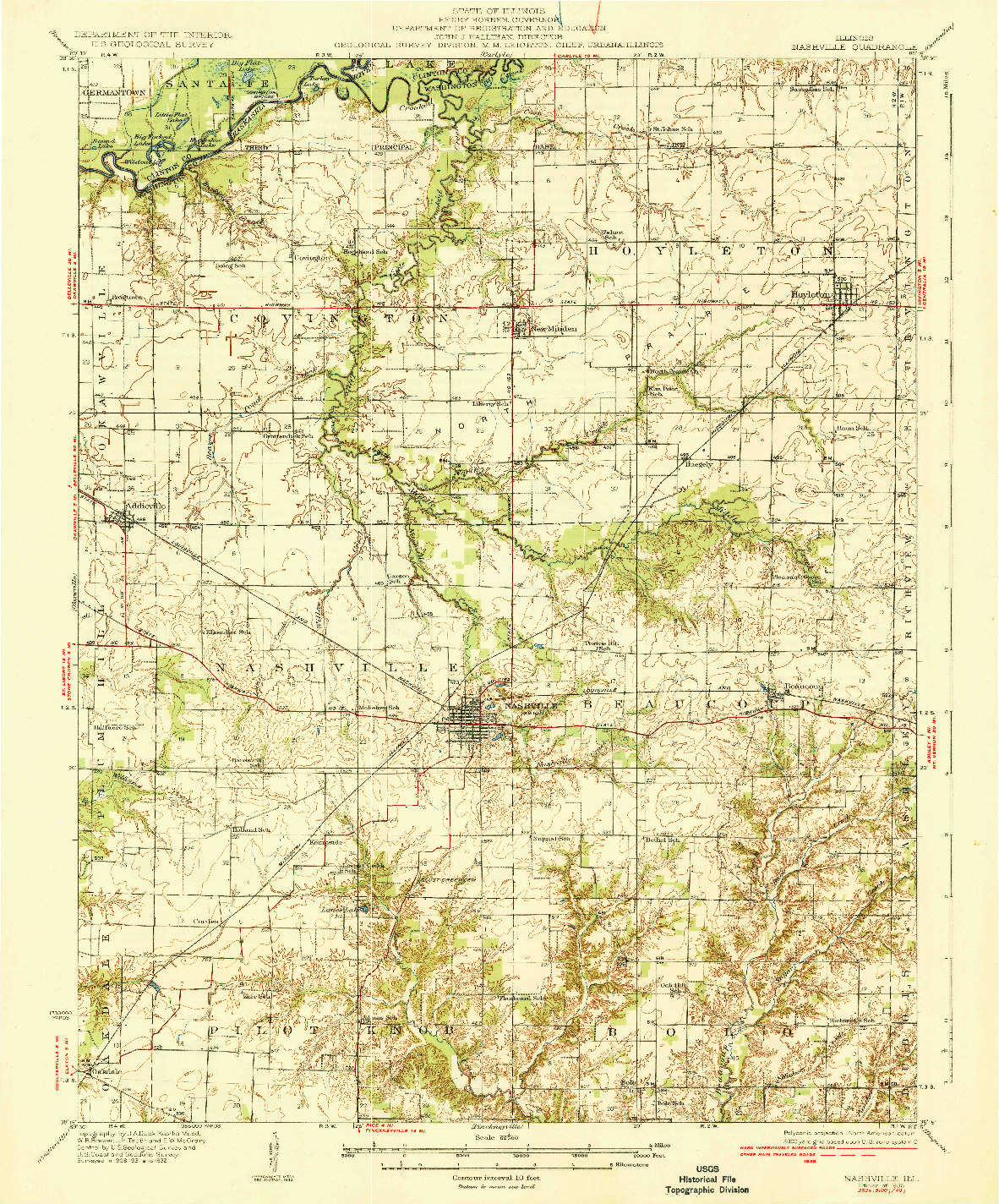 USGS 1:62500-SCALE QUADRANGLE FOR NASHVILLE, IL 1936