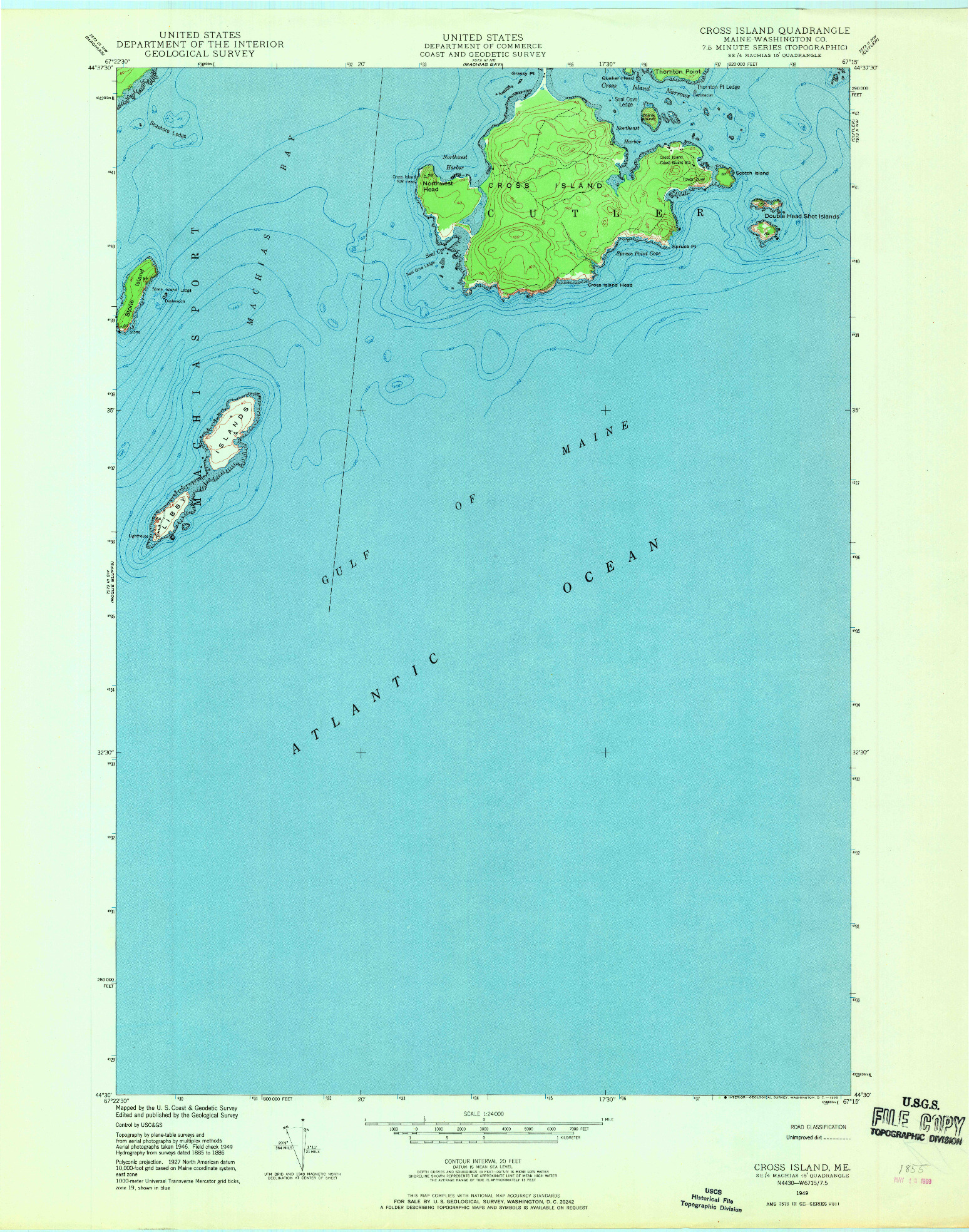 USGS 1:24000-SCALE QUADRANGLE FOR CROSS ISLAND, ME 1949