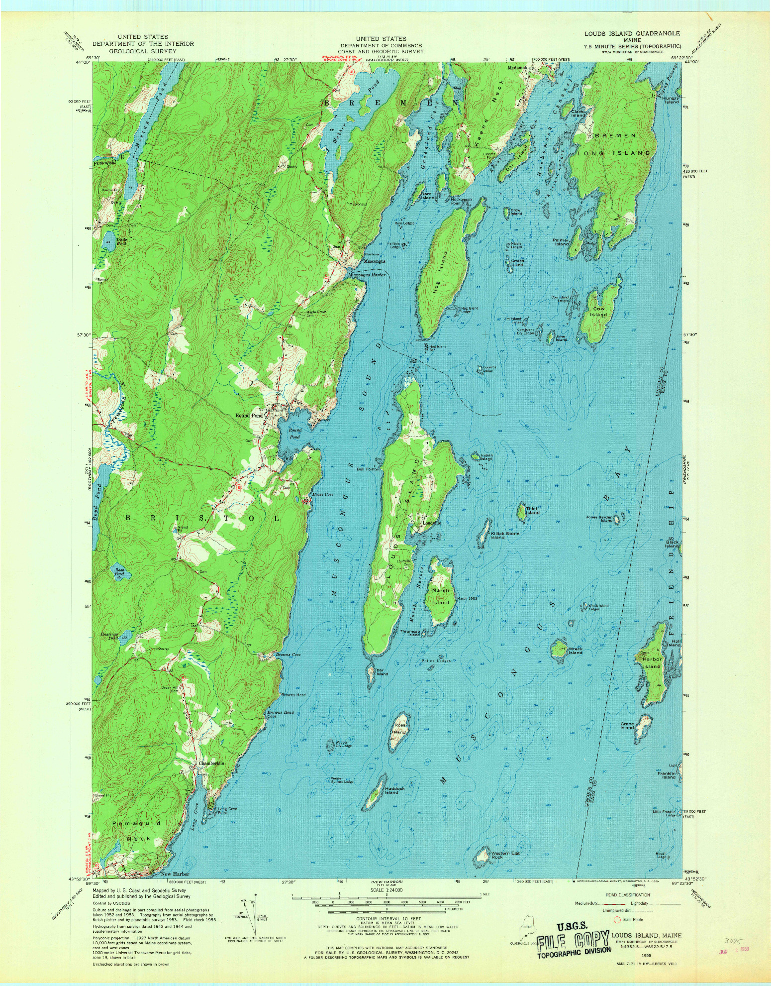 USGS 1:24000-SCALE QUADRANGLE FOR LOUDS ISLAND, ME 1955