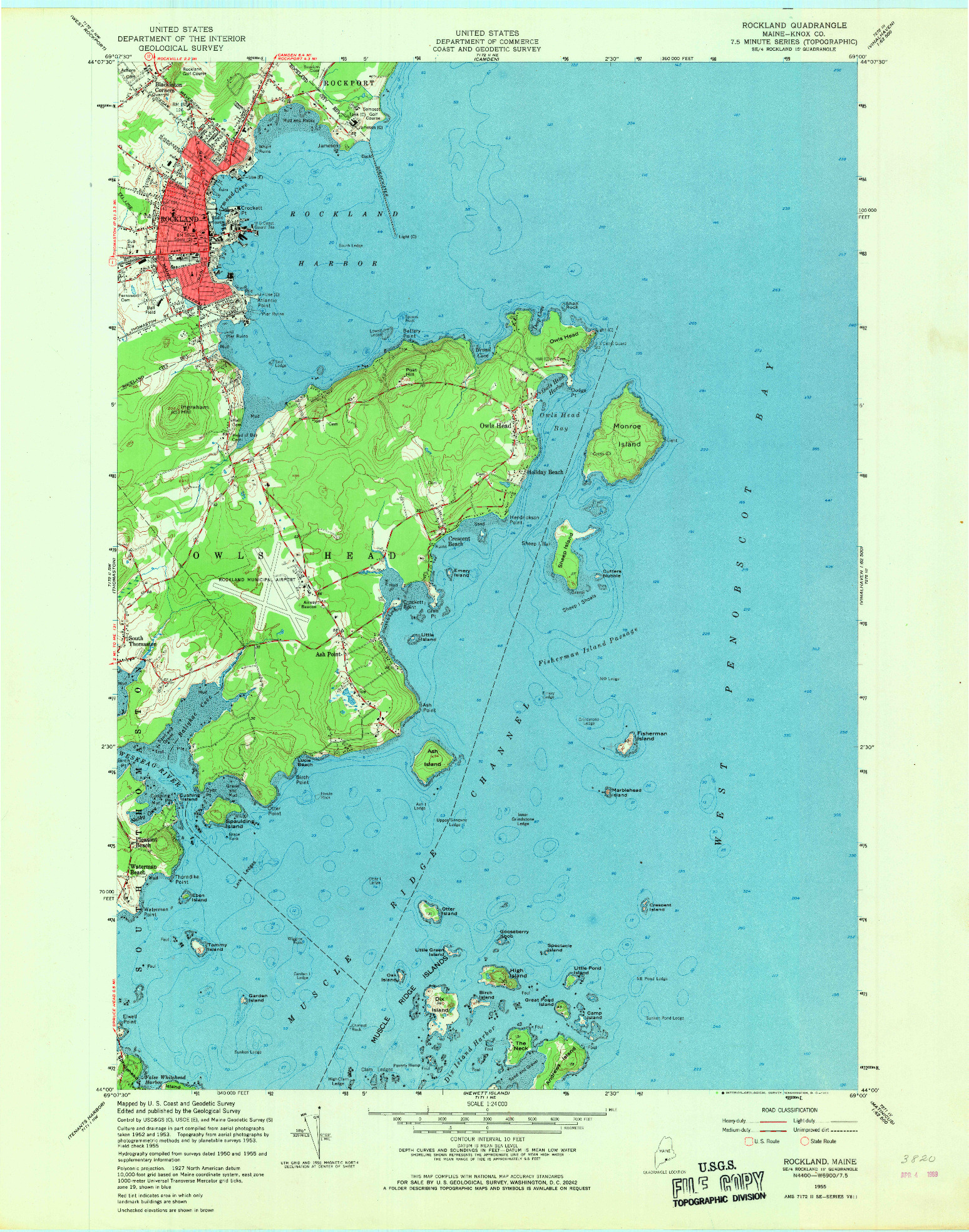 USGS 1:24000-SCALE QUADRANGLE FOR ROCKLAND, ME 1955