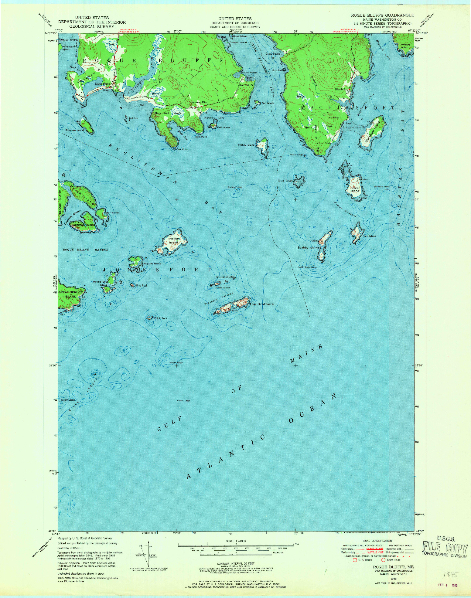 USGS 1:24000-SCALE QUADRANGLE FOR ROQUE BLUFFS, ME 1948