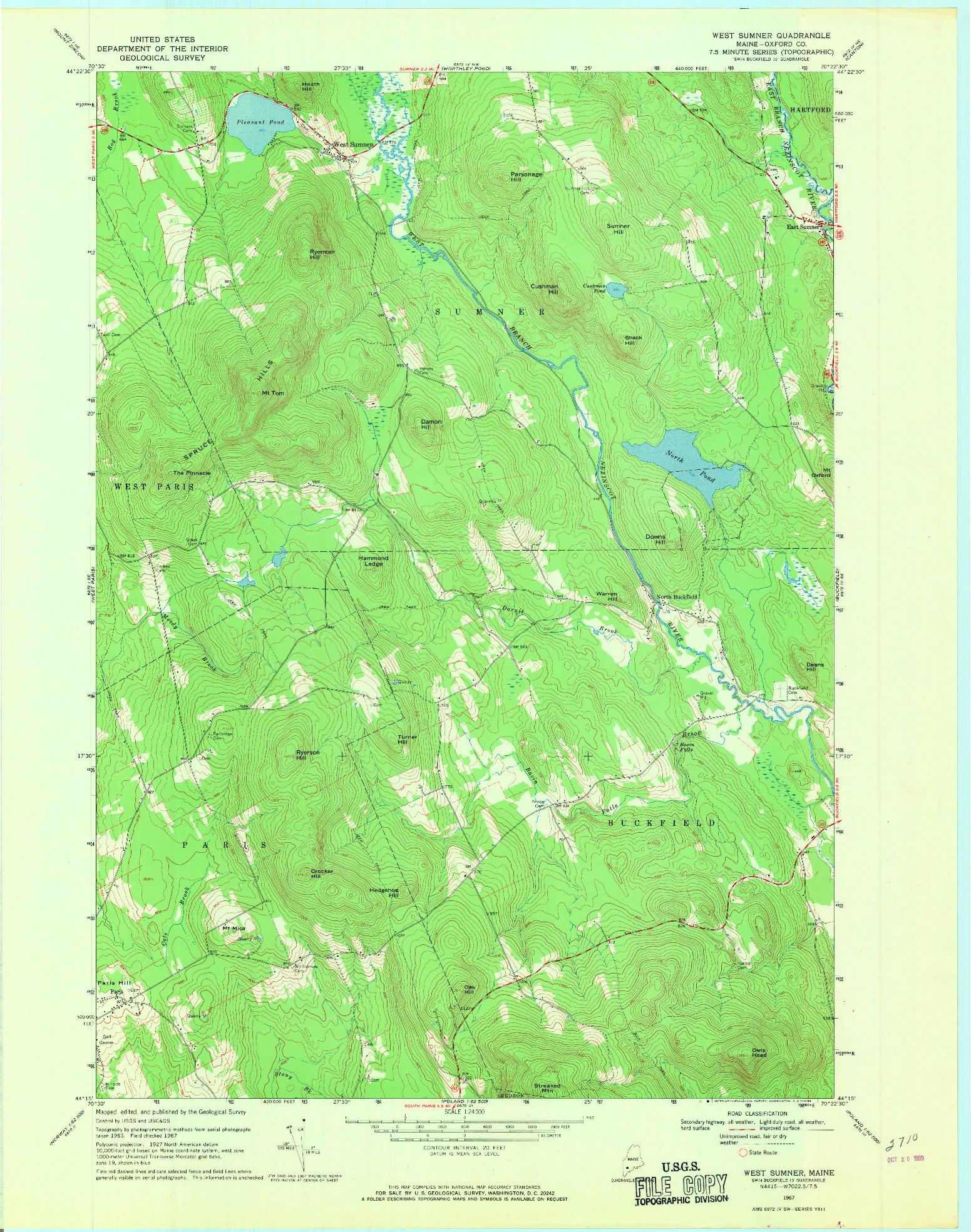 USGS 1:24000-SCALE QUADRANGLE FOR WEST SUMNER, ME 1967