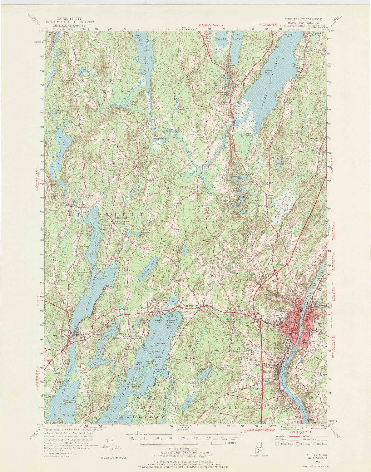 USGS 1:62500-SCALE QUADRANGLE FOR AUGUSTA, ME 1956