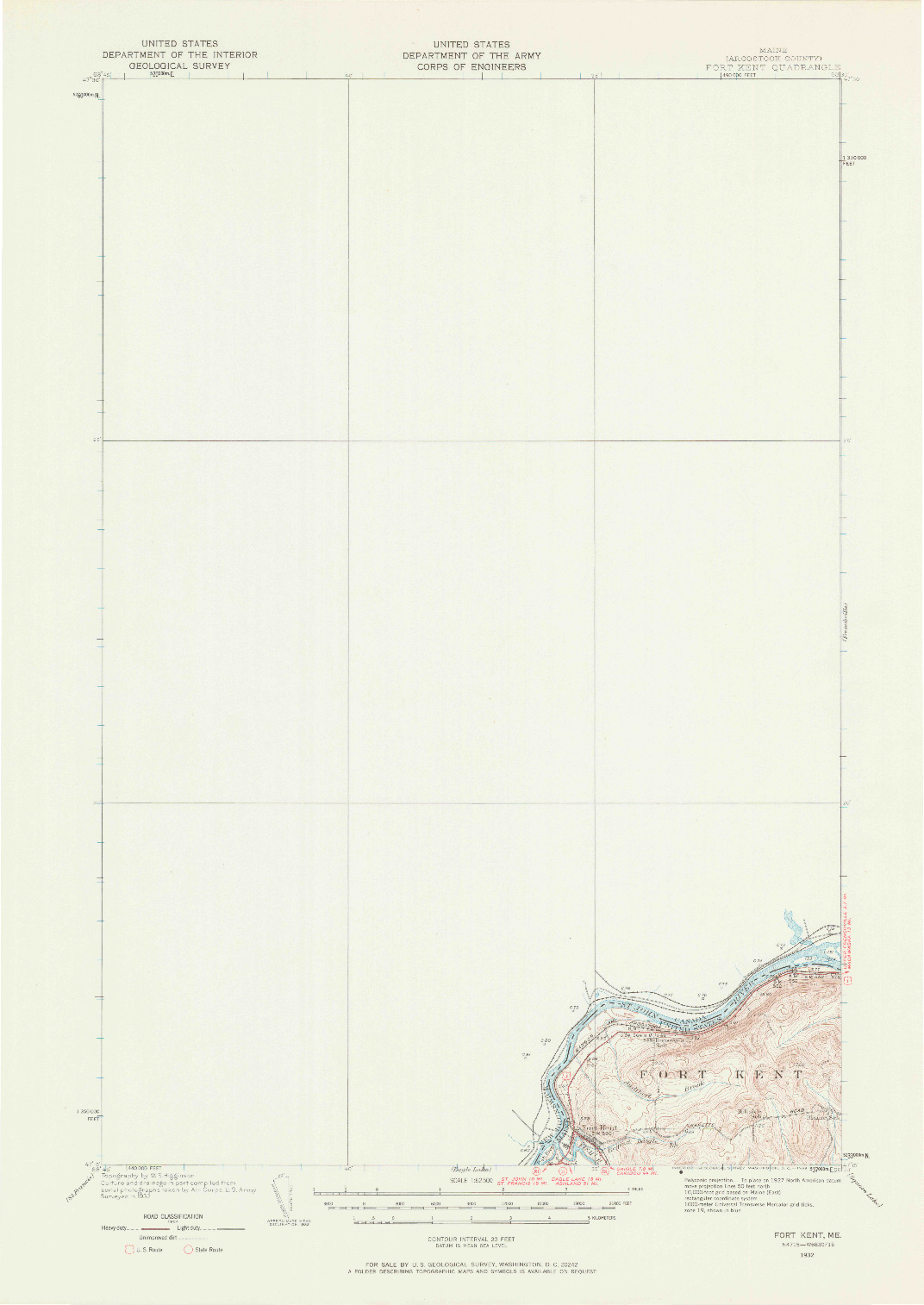 USGS 1:62500-SCALE QUADRANGLE FOR FORT KENT, ME 1932