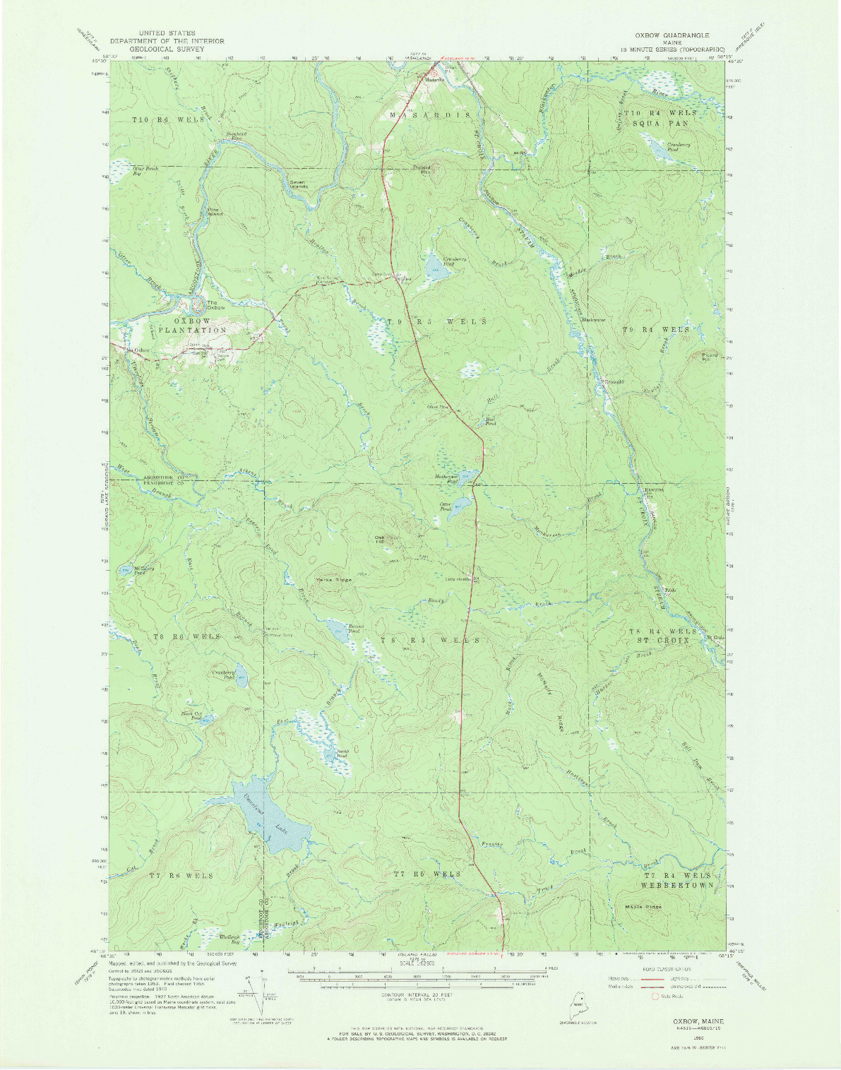 USGS 1:62500-SCALE QUADRANGLE FOR OXBOW, ME 1965