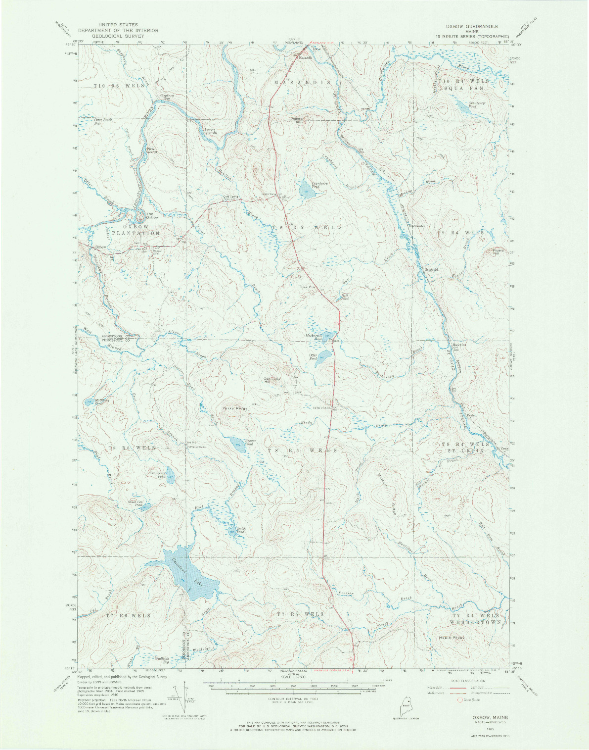 USGS 1:62500-SCALE QUADRANGLE FOR OXBOW, ME 1965