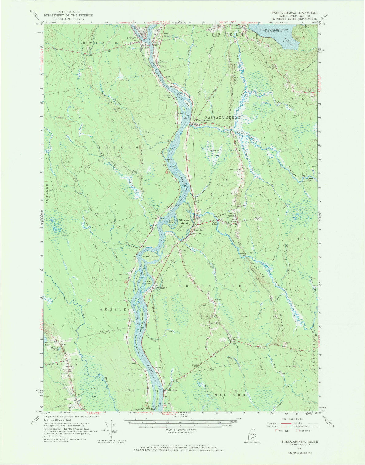 USGS 1:62500-SCALE QUADRANGLE FOR PASSADUMKEAG, ME 1960