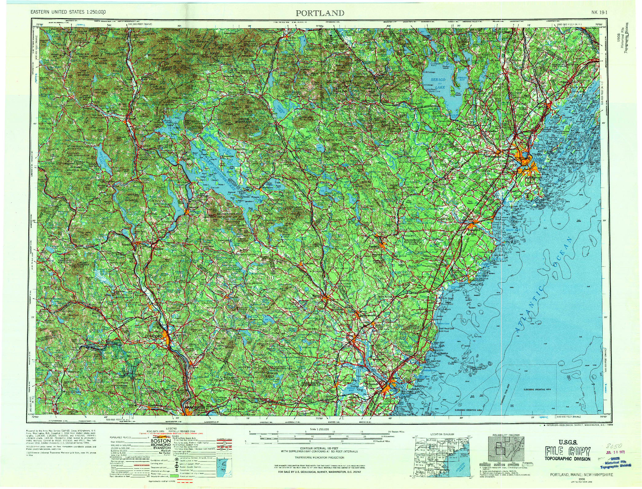 USGS 1:250000-SCALE QUADRANGLE FOR PORTLAND, ME 1956