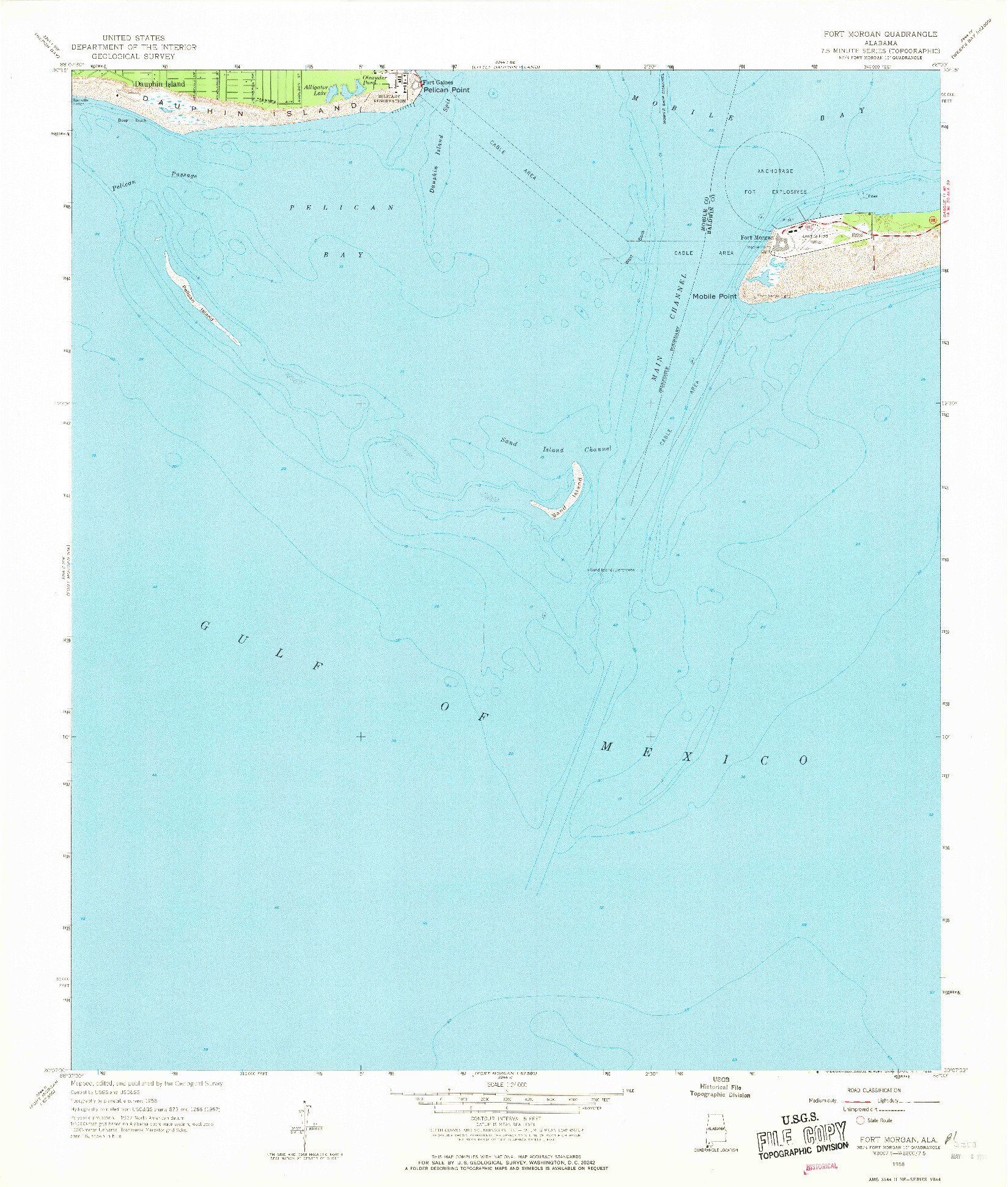 USGS 1:24000-SCALE QUADRANGLE FOR FORT MORGAN, AL 1958