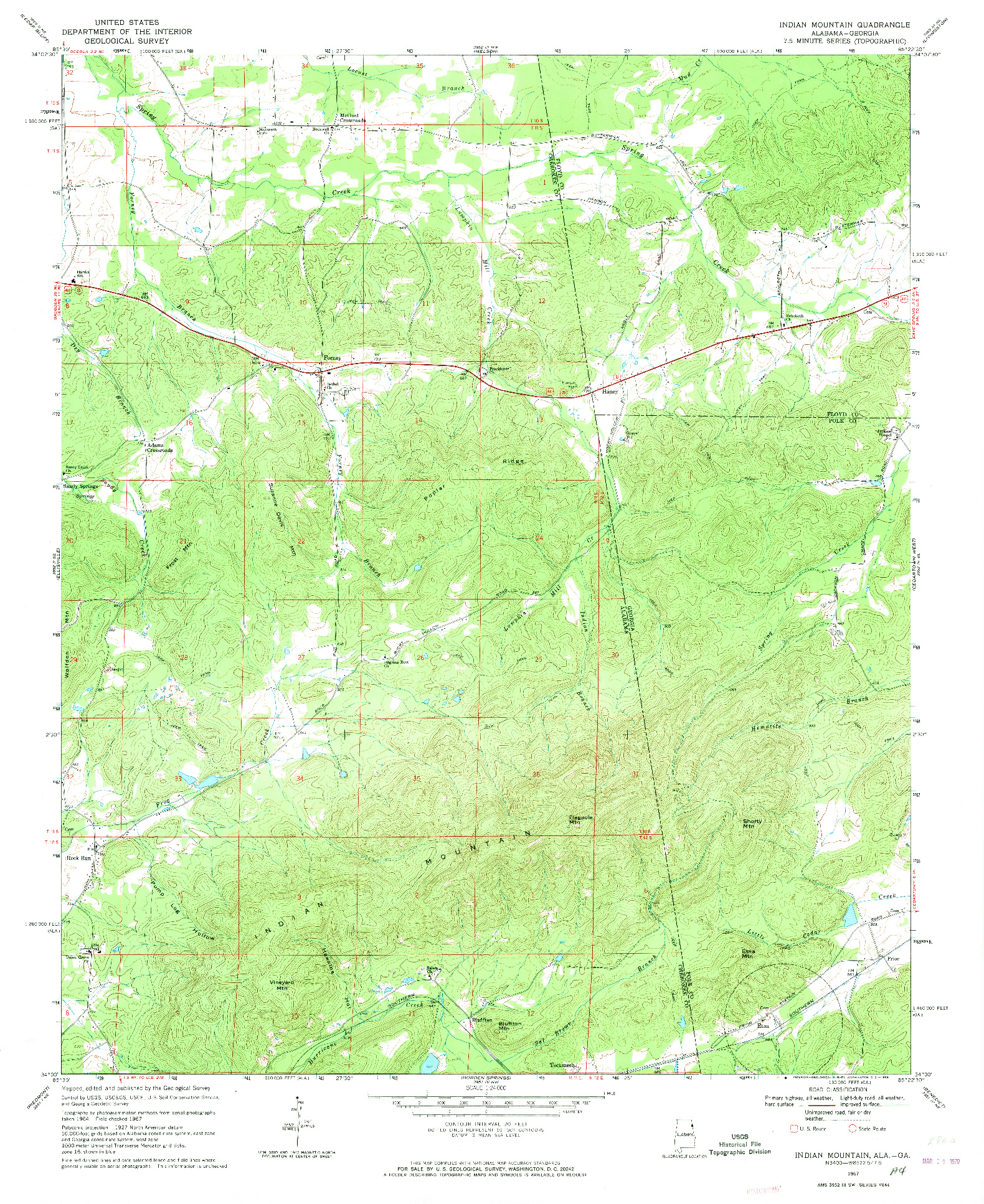 USGS 1:24000-SCALE QUADRANGLE FOR INDIAN MOUNTAIN, AL 1967