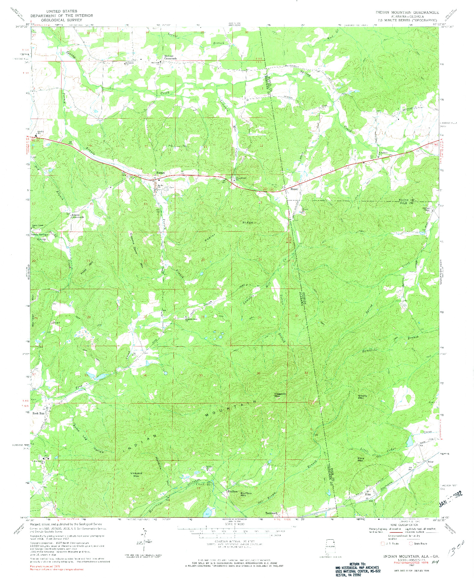 USGS 1:24000-SCALE QUADRANGLE FOR INDIAN MOUNTAIN, AL 1967