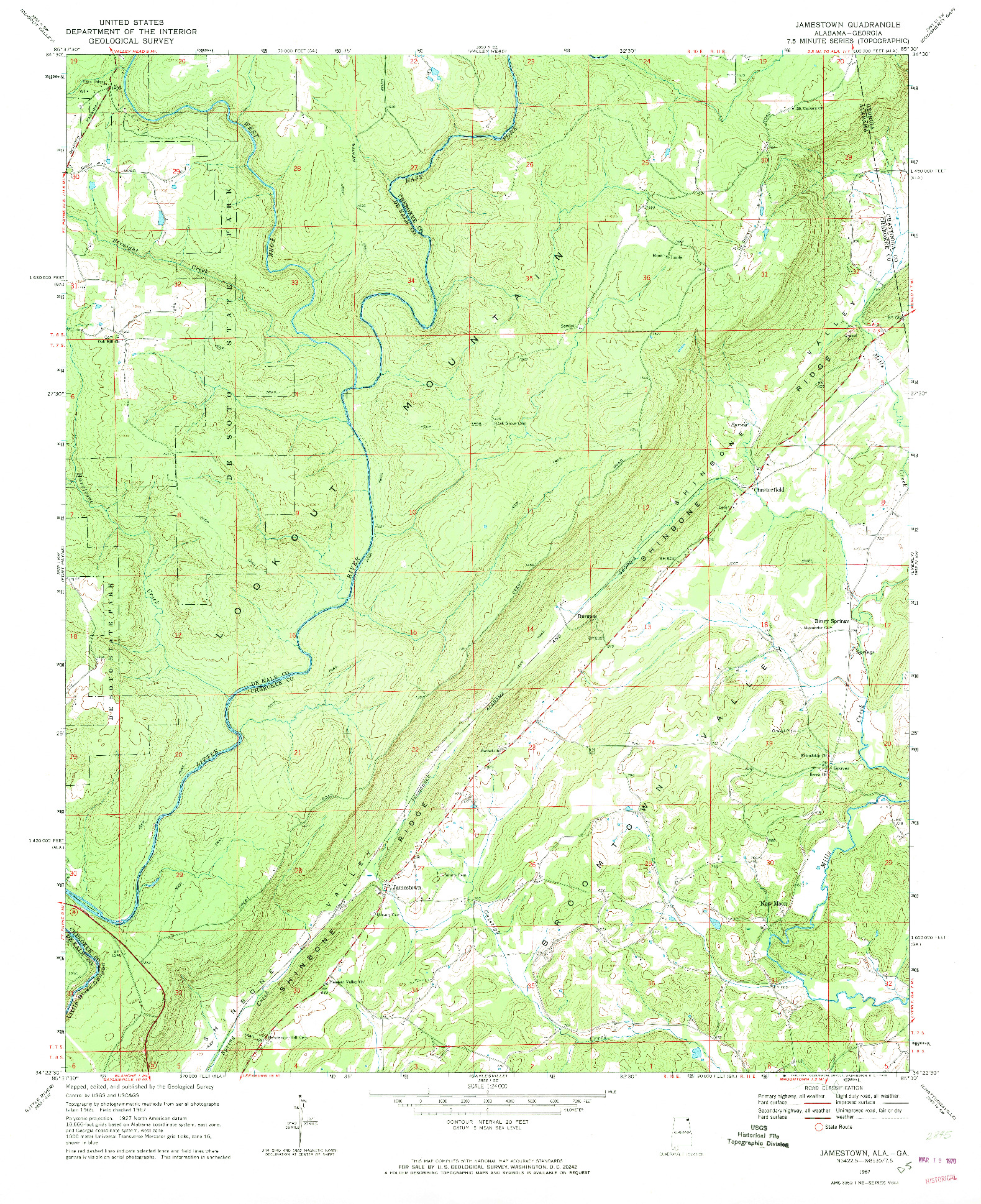 USGS 1:24000-SCALE QUADRANGLE FOR JAMESTOWN, AL 1967