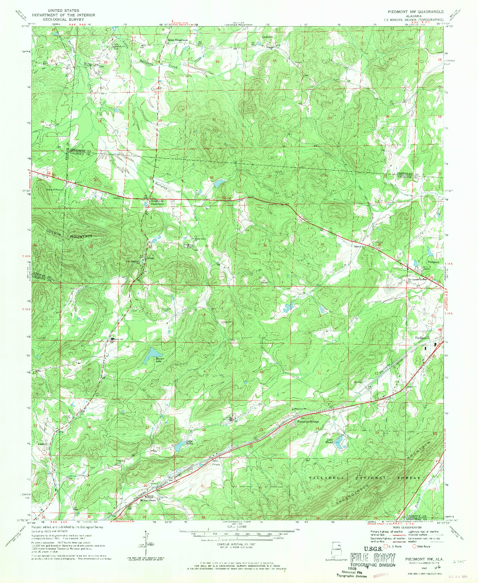 USGS 1:24000-SCALE QUADRANGLE FOR PIEDMONT NW, AL 1967