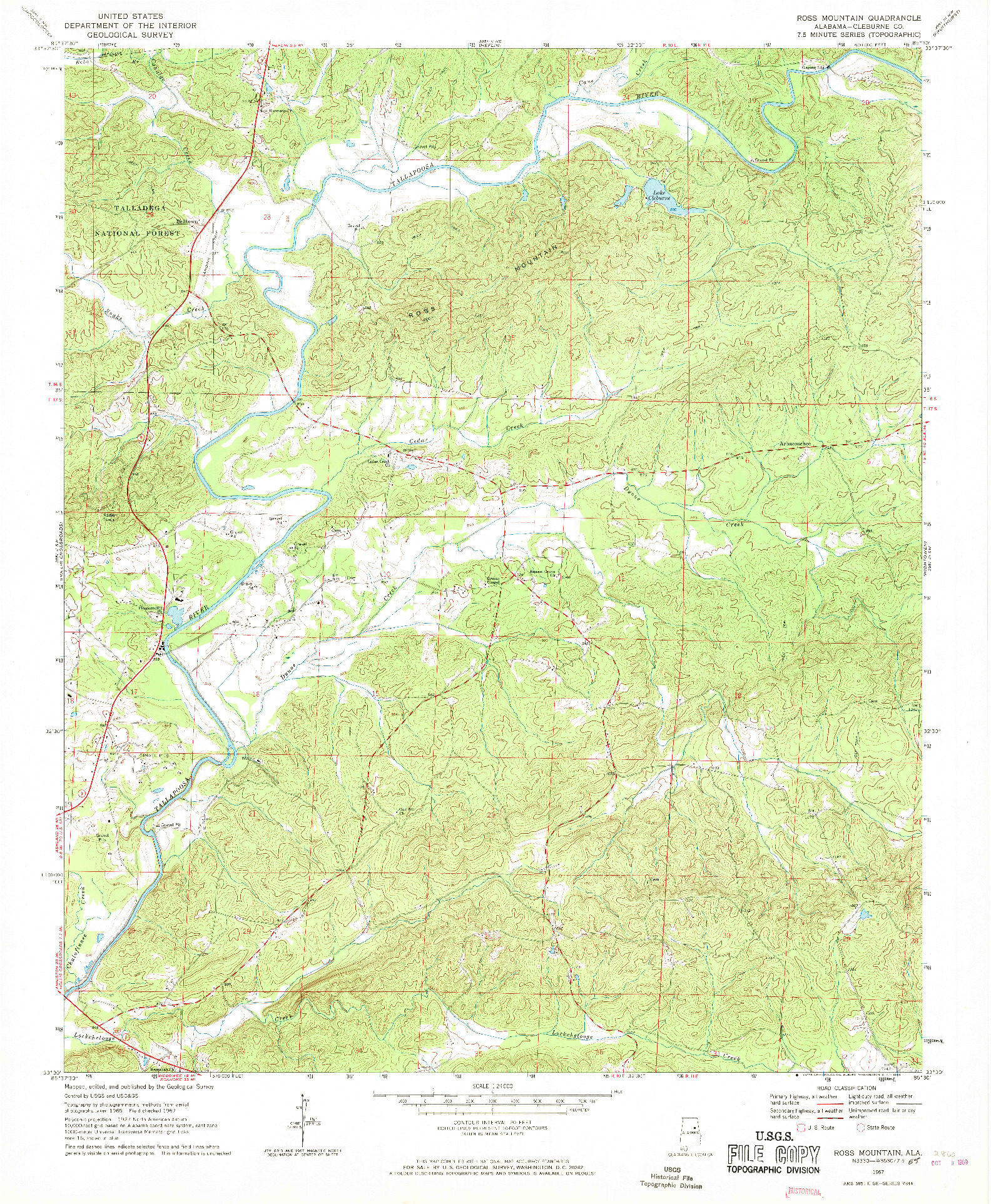 USGS 1:24000-SCALE QUADRANGLE FOR ROSS MOUNTAIN, AL 1967