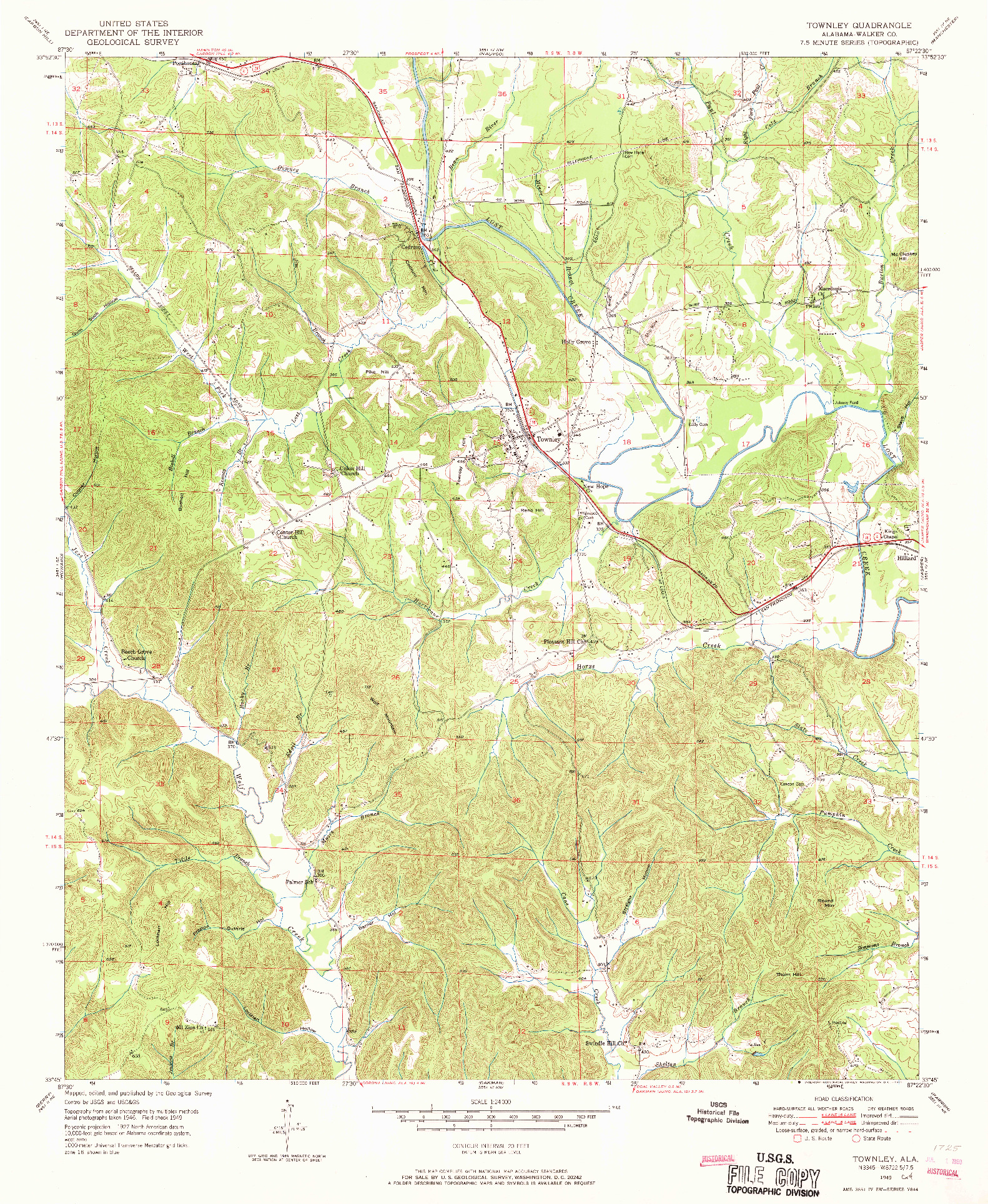 USGS 1:24000-SCALE QUADRANGLE FOR TOWNLEY, AL 1949