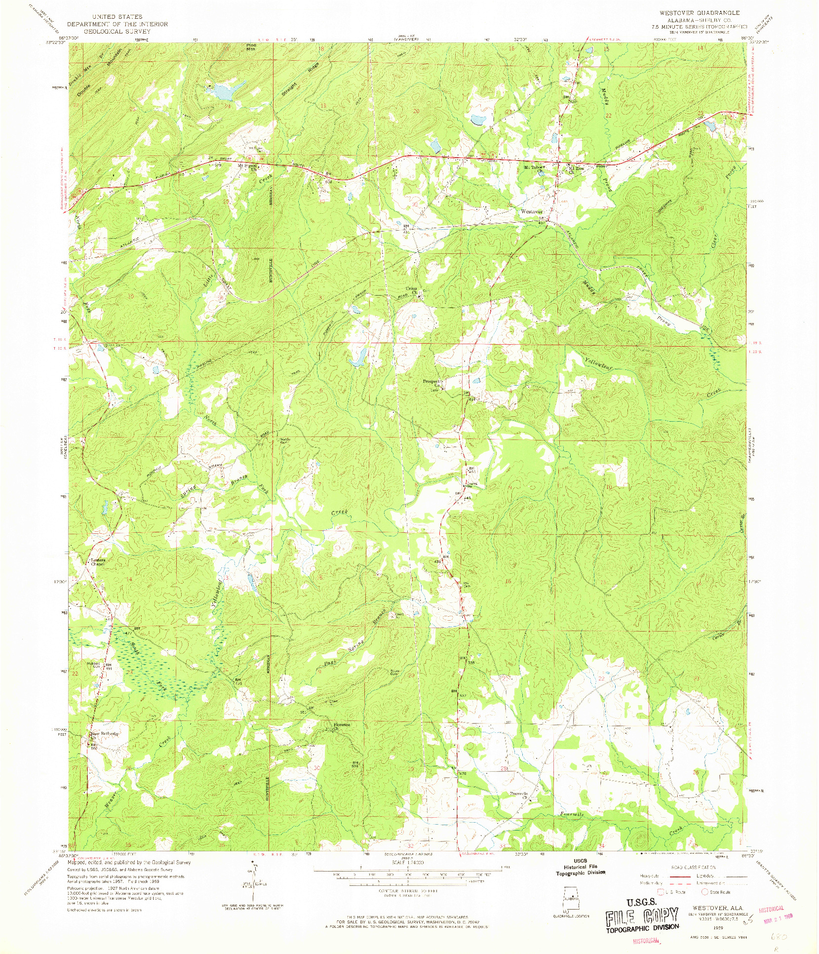 USGS 1:24000-SCALE QUADRANGLE FOR WESTOVER, AL 1959