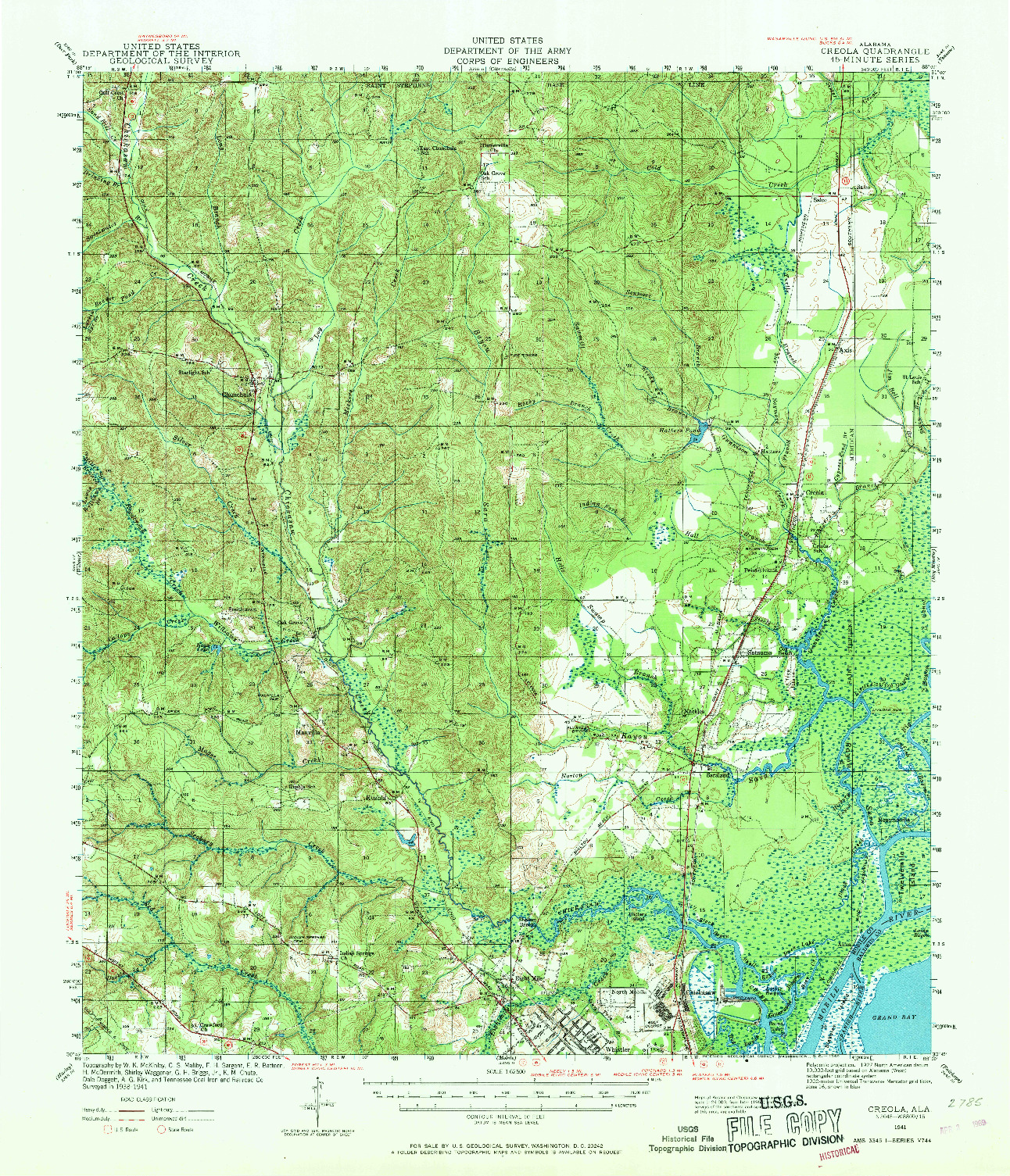 USGS 1:62500-SCALE QUADRANGLE FOR CREOLA, AL 1941