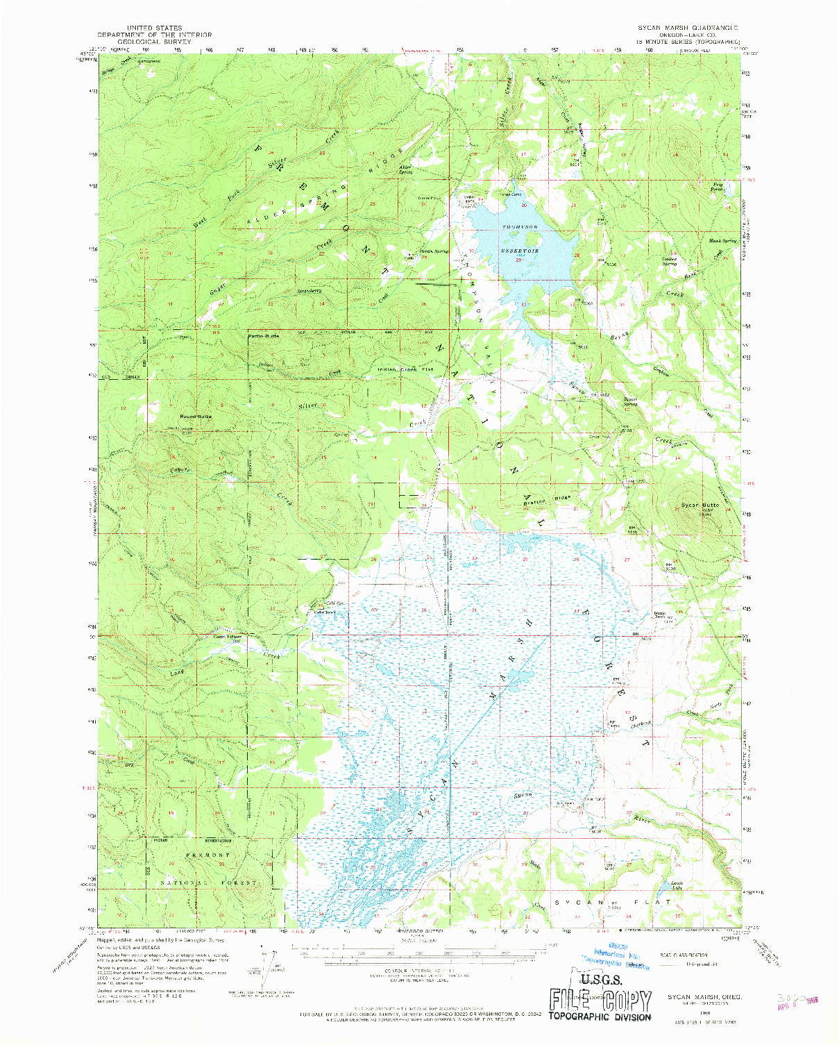 USGS 1:62500-SCALE QUADRANGLE FOR SYCAN MARSH, OR 1960