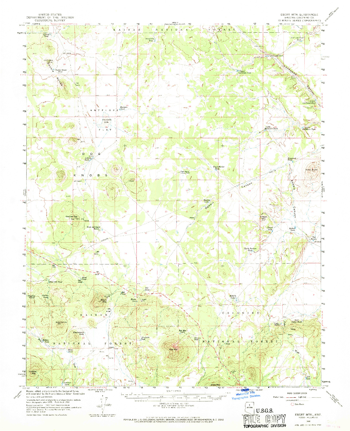 USGS 1:62500-SCALE QUADRANGLE FOR EBERT MTN, AZ 1960