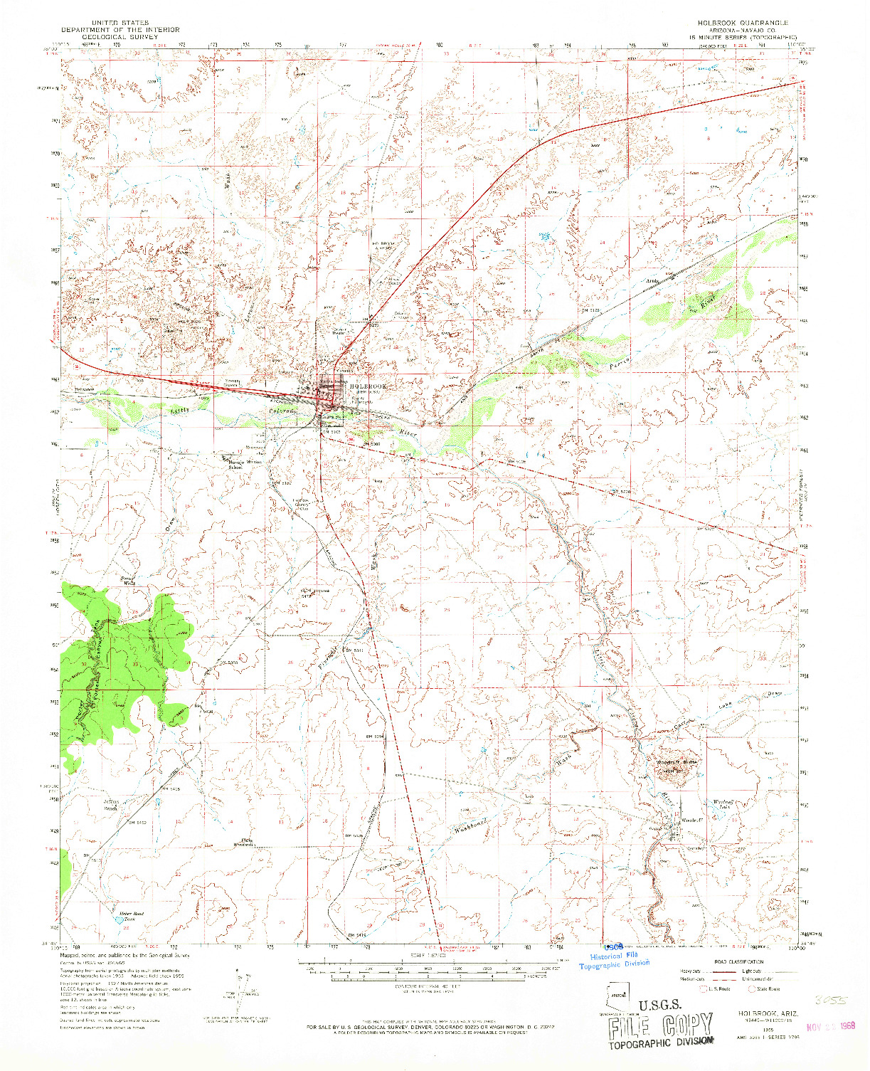 USGS 1:62500-SCALE QUADRANGLE FOR HOLBROOK, AZ 1955
