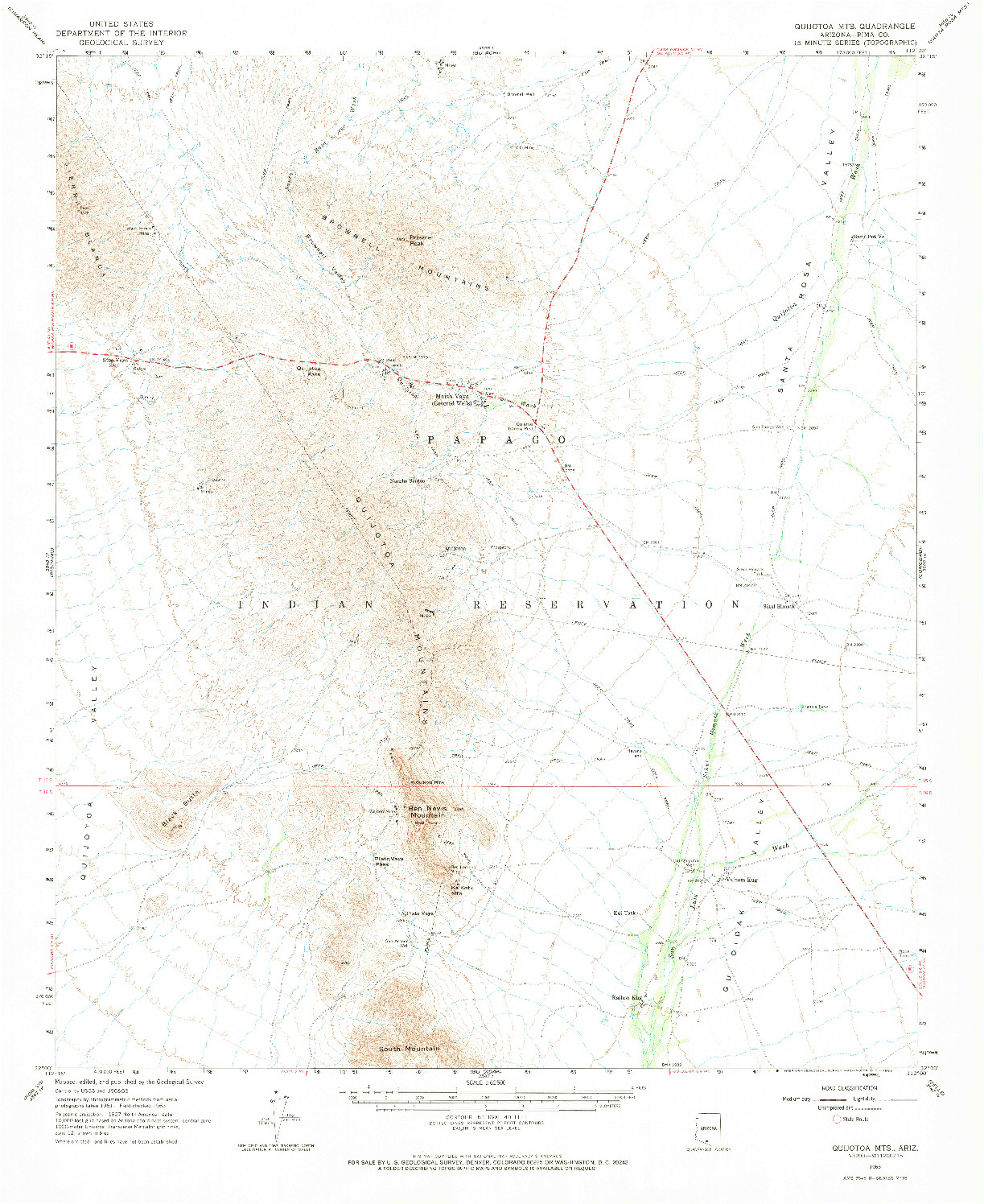 USGS 1:62500-SCALE QUADRANGLE FOR QUIJOTOA MTS, AZ 1963