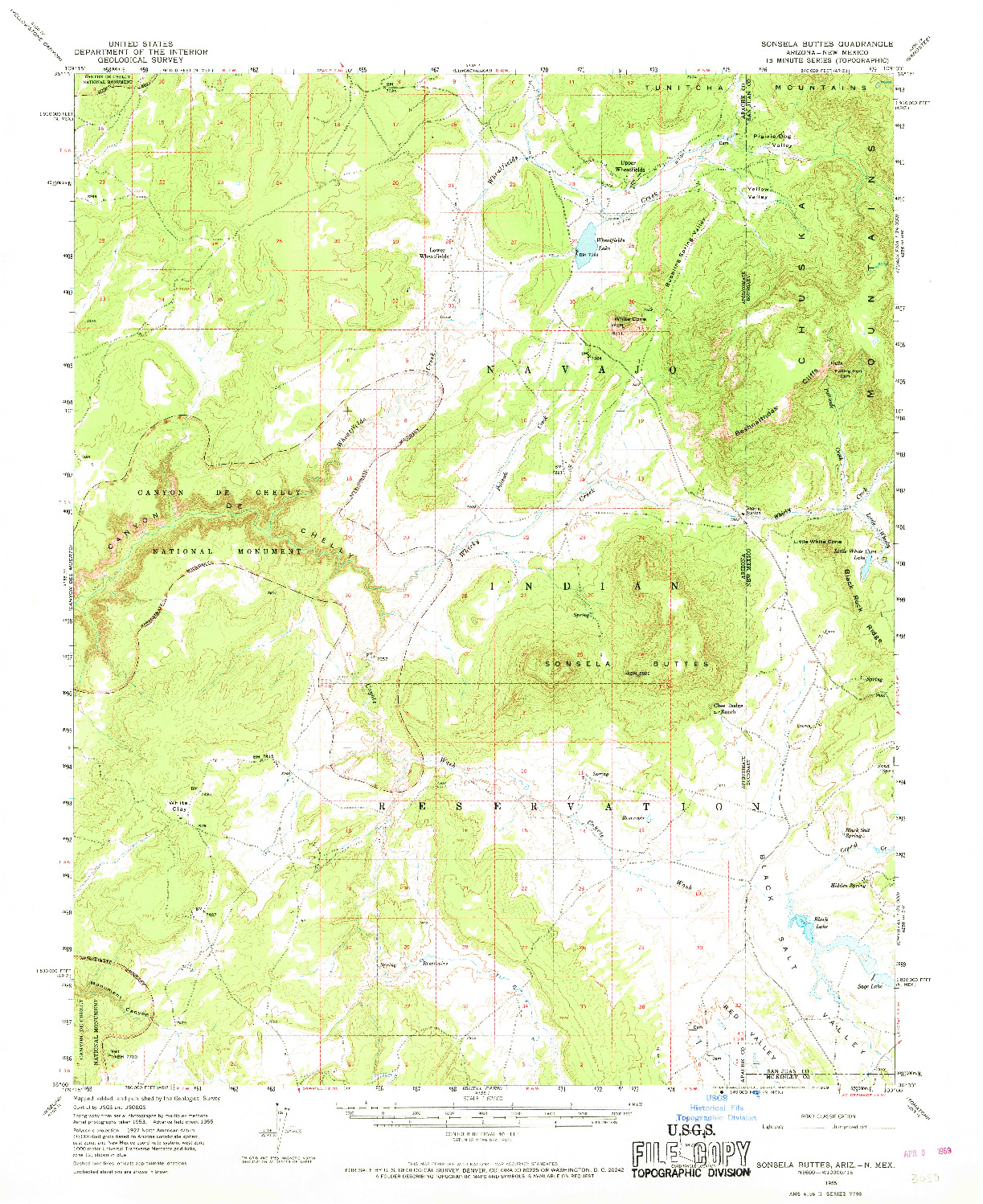 USGS 1:62500-SCALE QUADRANGLE FOR SONSELA BUTTES, AZ 1955