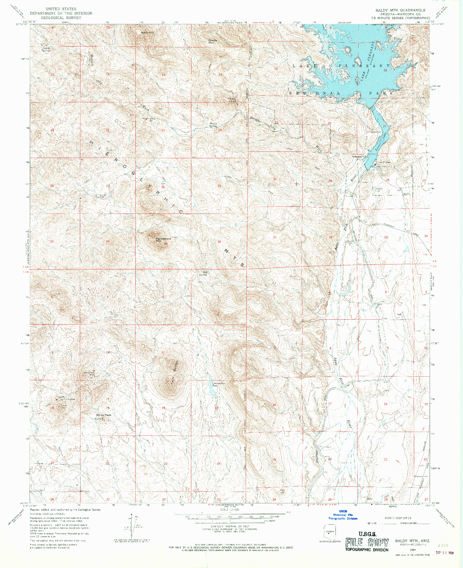 USGS 1:24000-SCALE QUADRANGLE FOR BALDY MTN, AZ 1964