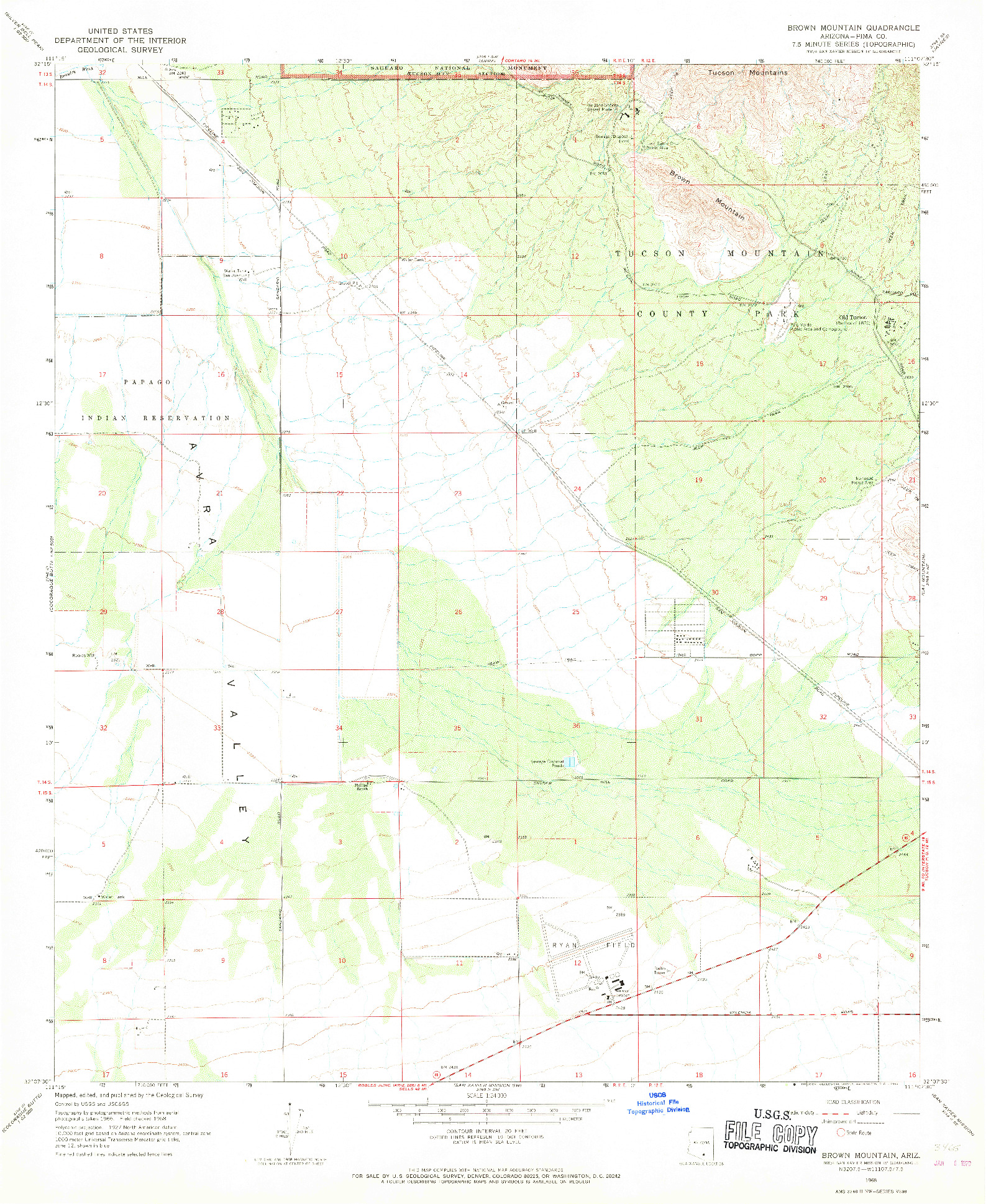 USGS 1:24000-SCALE QUADRANGLE FOR BROWN MOUNTAIN, AZ 1968