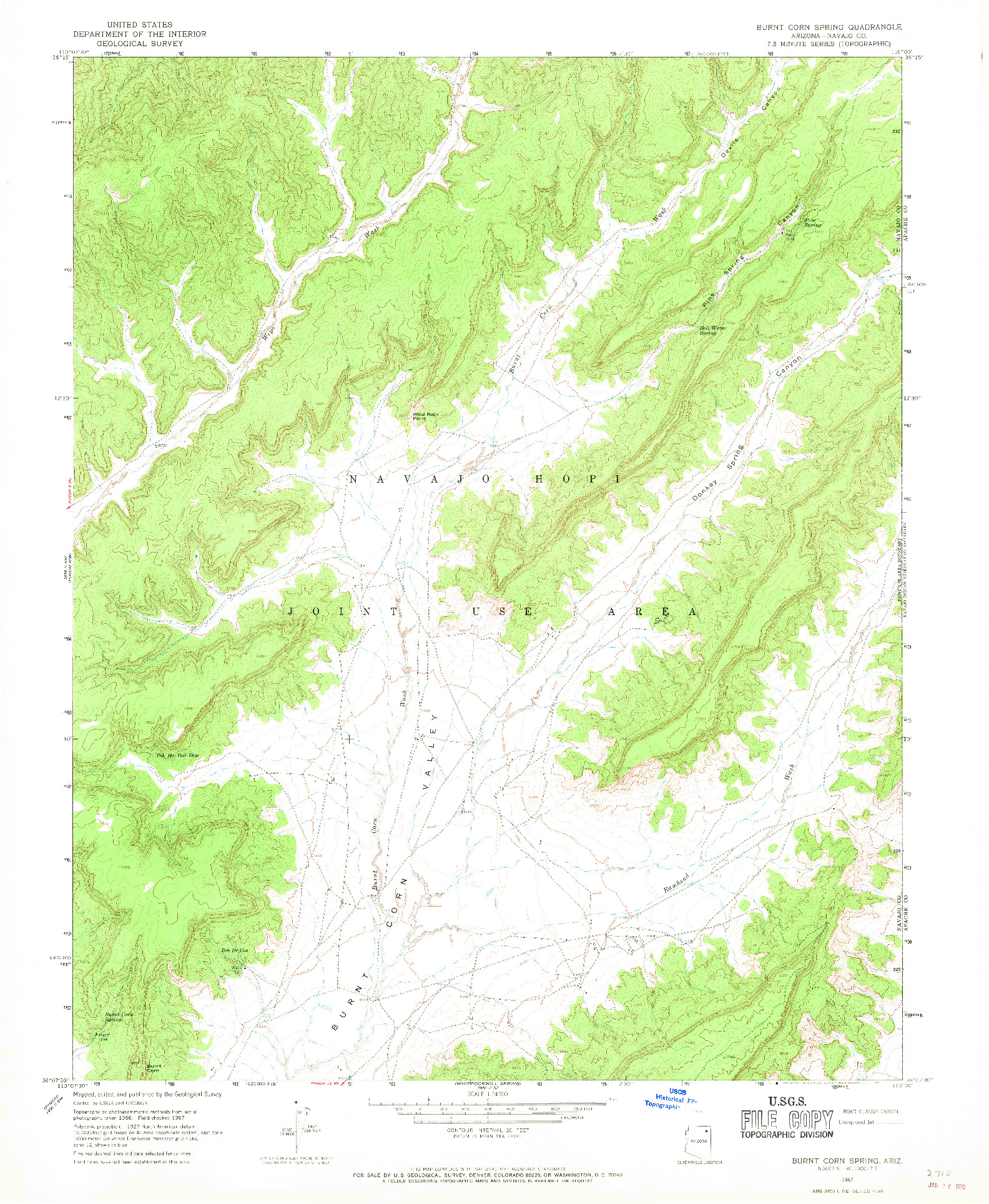 USGS 1:24000-SCALE QUADRANGLE FOR BURNT CORN SPRING, AZ 1967