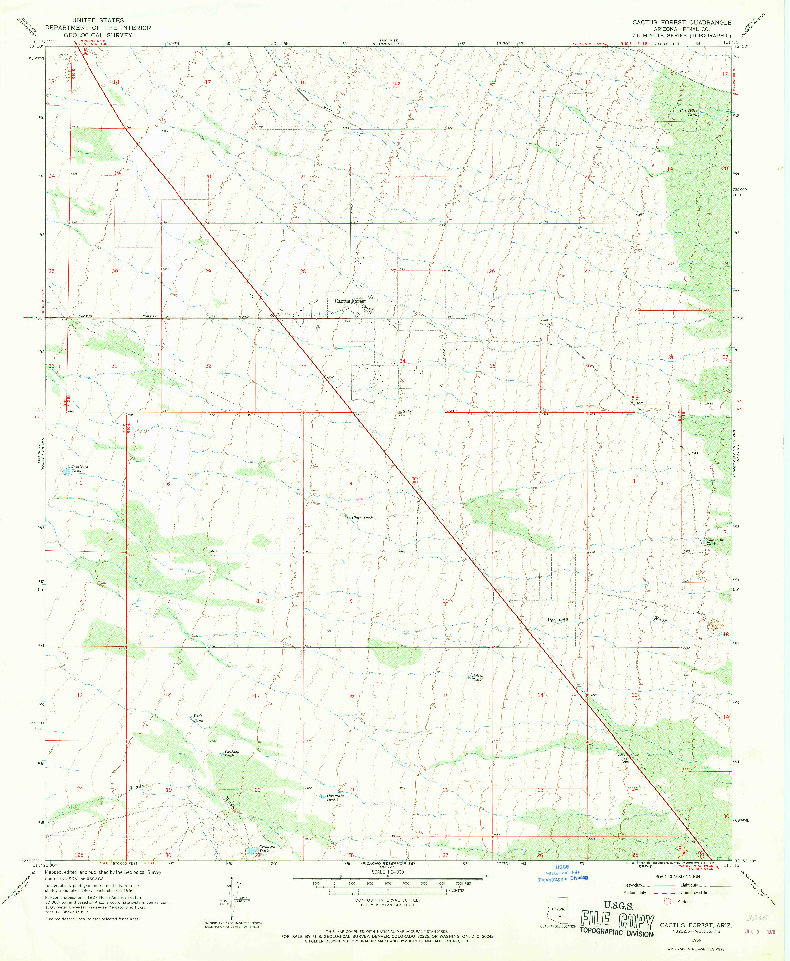 USGS 1:24000-SCALE QUADRANGLE FOR CACTUS FOREST, AZ 1966