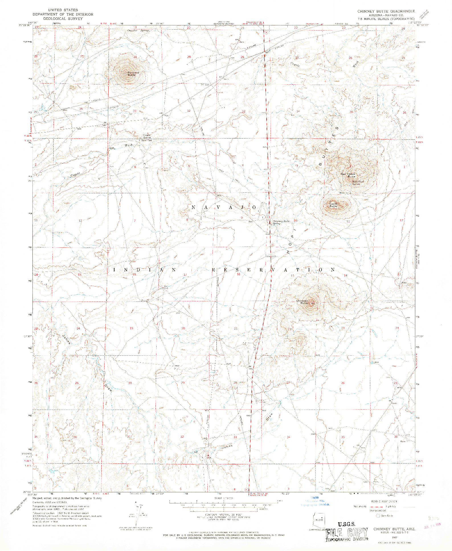 USGS 1:24000-SCALE QUADRANGLE FOR CHIMNEY BUTTE, AZ 1967