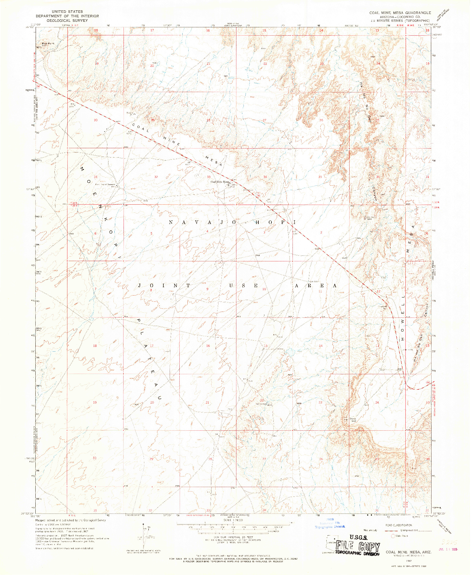 USGS 1:24000-SCALE QUADRANGLE FOR COAL MINE MESA, AZ 1967