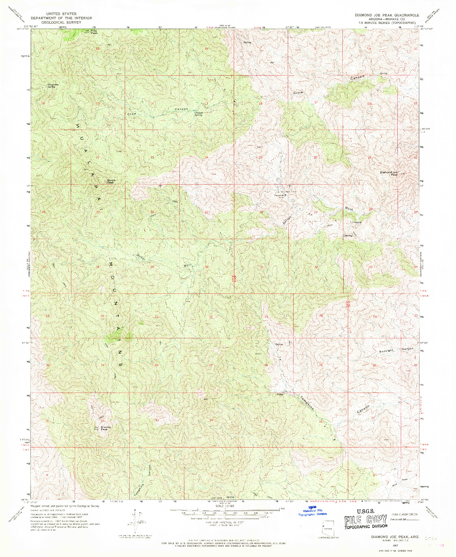 USGS 1:24000-SCALE QUADRANGLE FOR DIAMOND JOE PEAK, AZ 1967