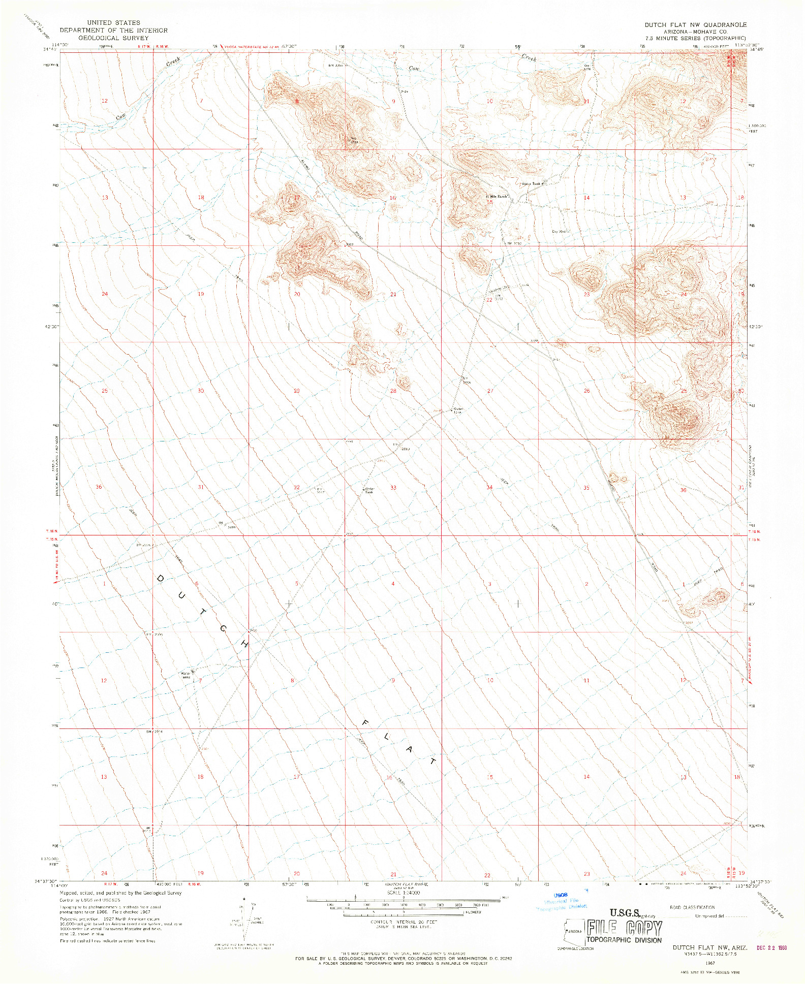 USGS 1:24000-SCALE QUADRANGLE FOR DUTCH FLAT NW, AZ 1967