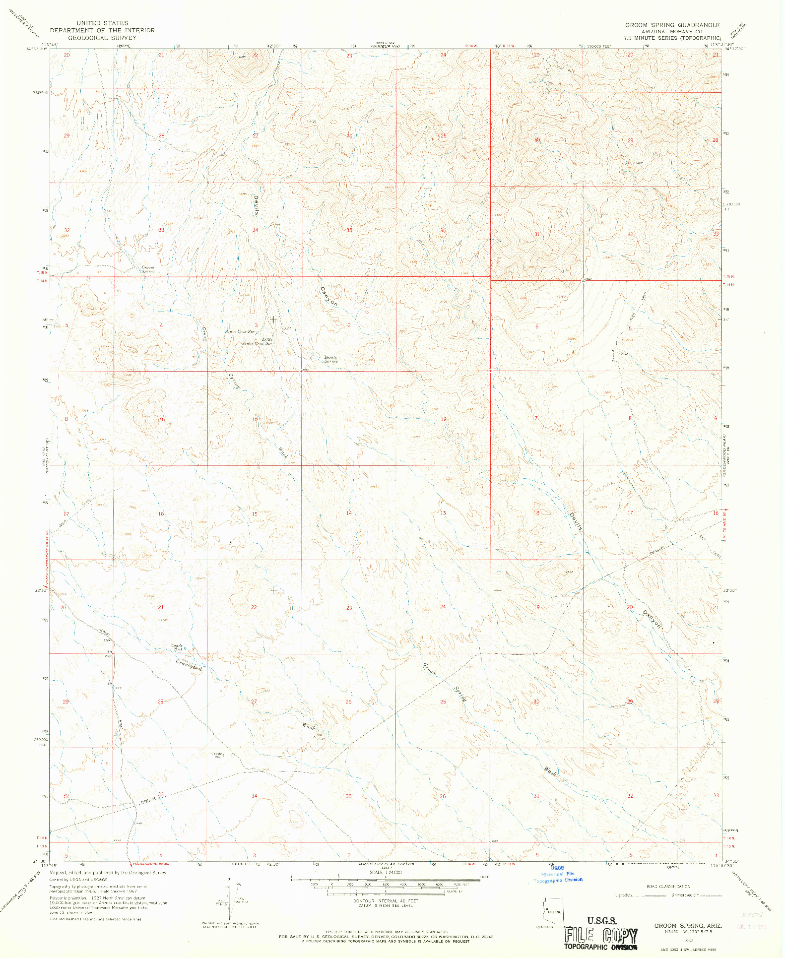 USGS 1:24000-SCALE QUADRANGLE FOR GROOM SPRING, AZ 1967