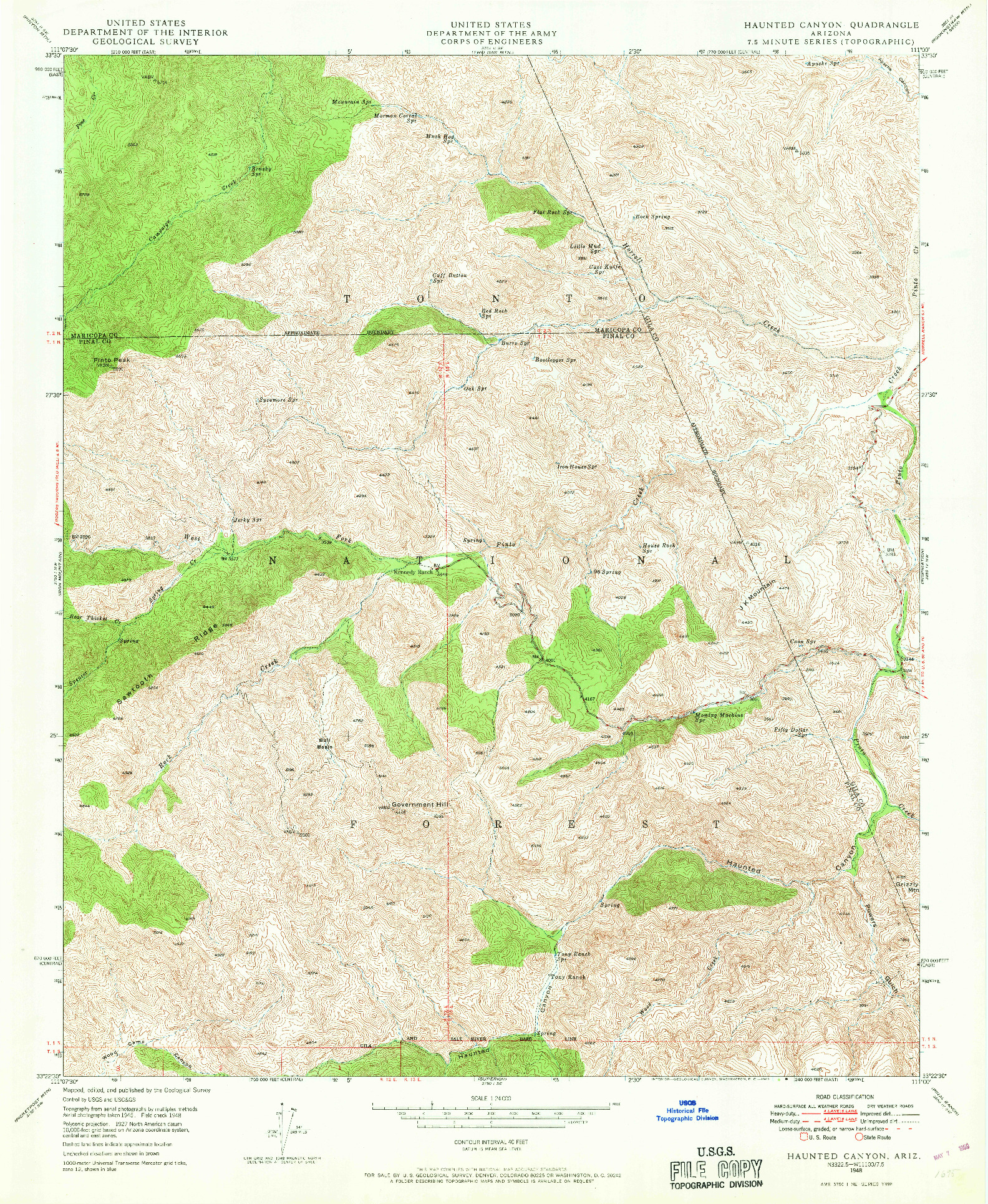 USGS 1:24000-SCALE QUADRANGLE FOR HAUNTED CANYON, AZ 1948