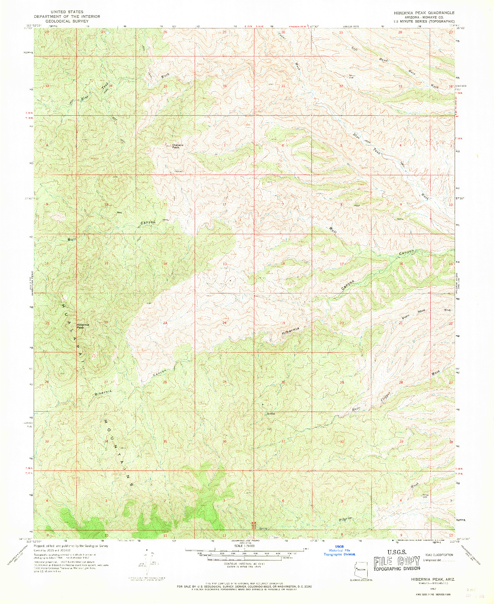 USGS 1:24000-SCALE QUADRANGLE FOR HIBERNIA PEAK, AZ 1967