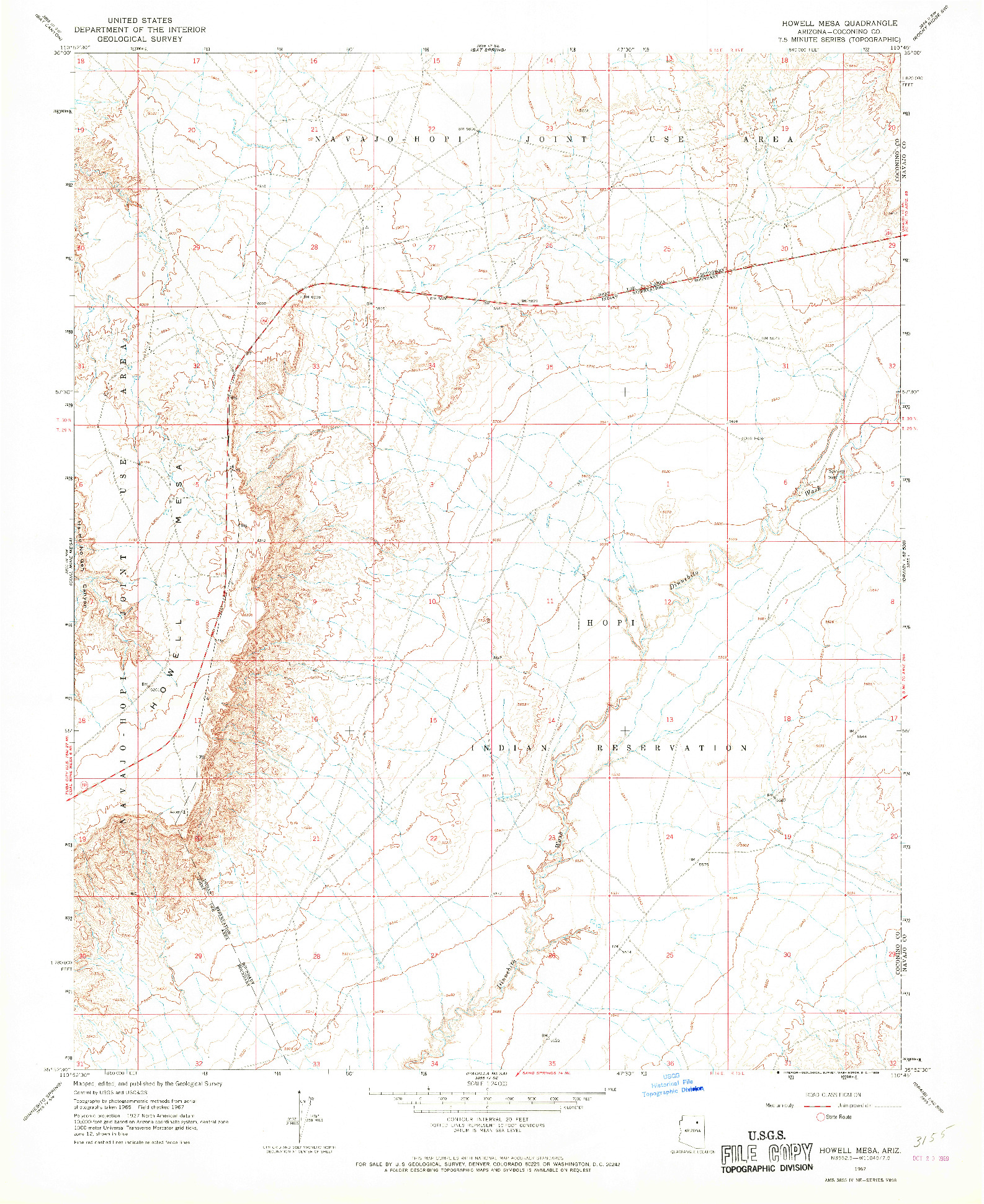 USGS 1:24000-SCALE QUADRANGLE FOR HOWELL MESA, AZ 1967