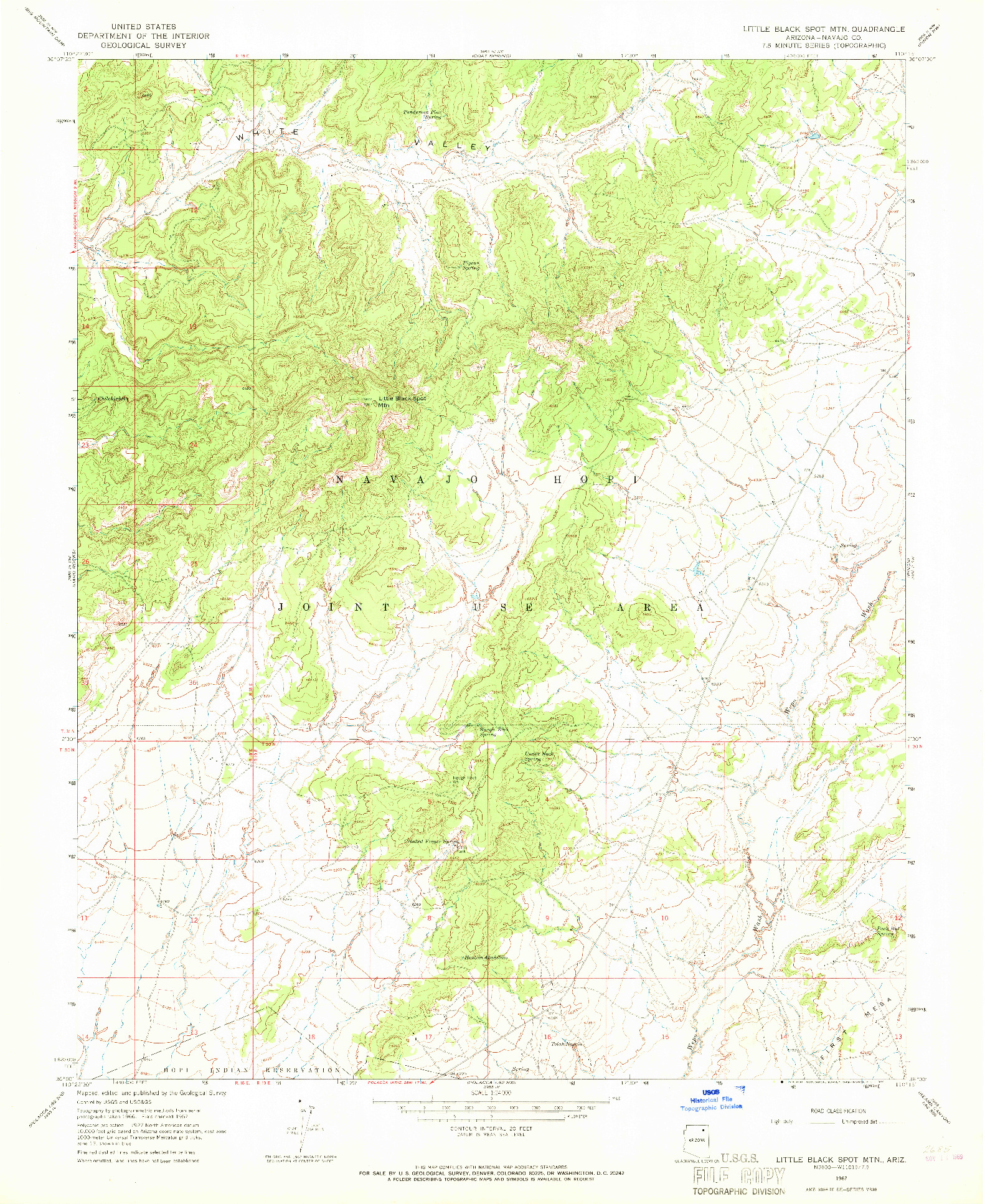 USGS 1:24000-SCALE QUADRANGLE FOR LITTLE BLACK SPOT MTN, AZ 1967