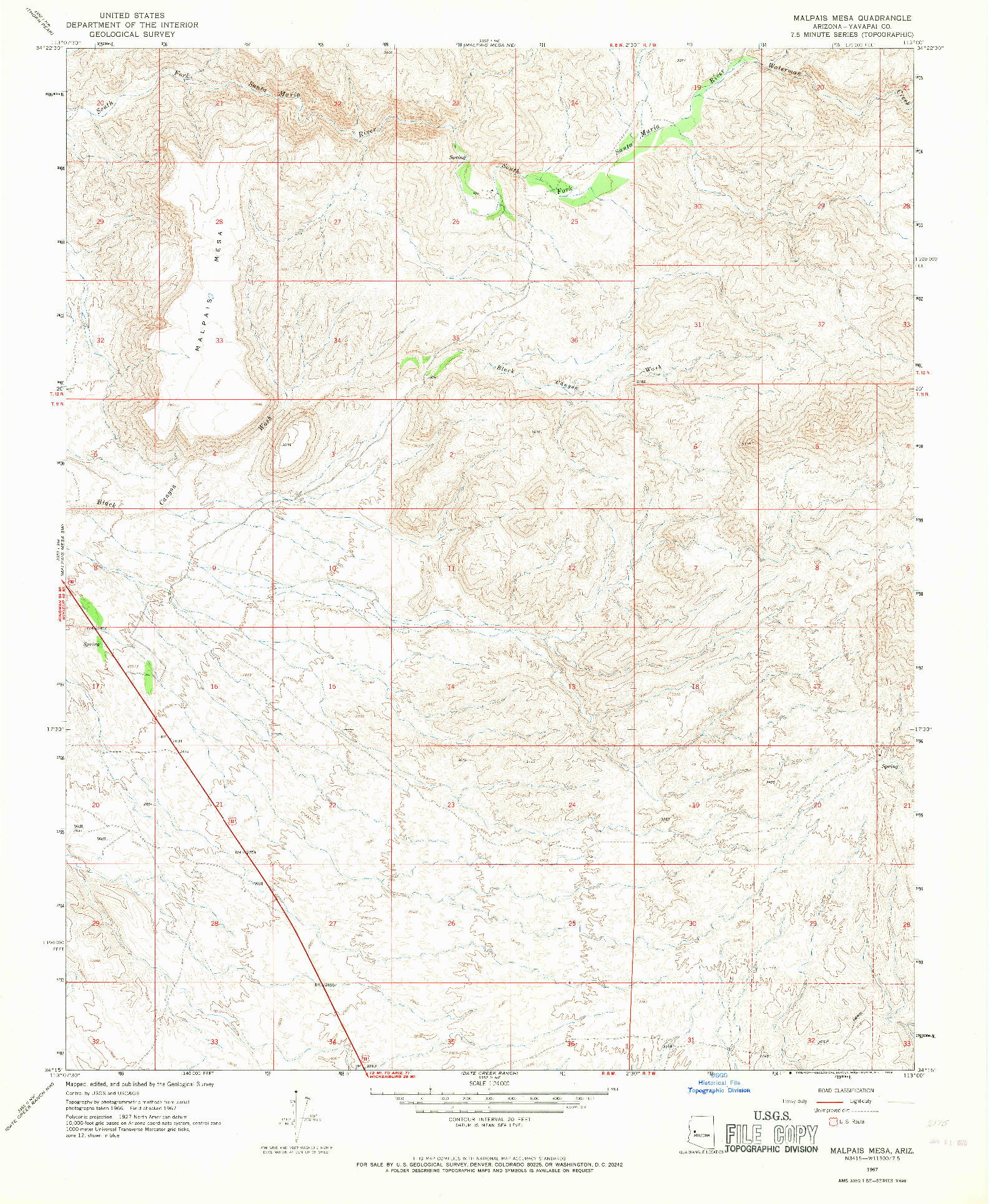 USGS 1:24000-SCALE QUADRANGLE FOR MALPAIS MESA, AZ 1967
