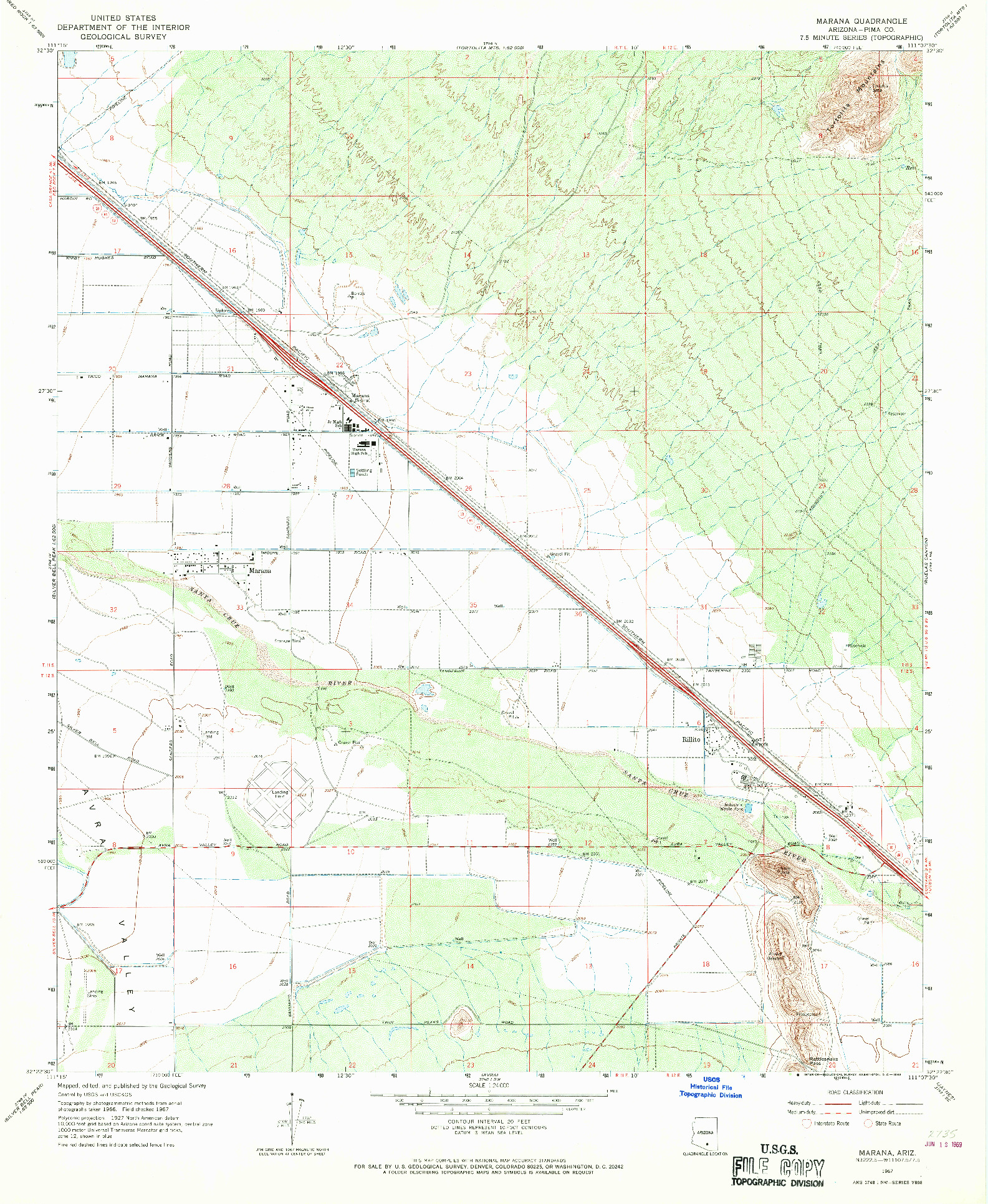 USGS 1:24000-SCALE QUADRANGLE FOR MARANA, AZ 1967