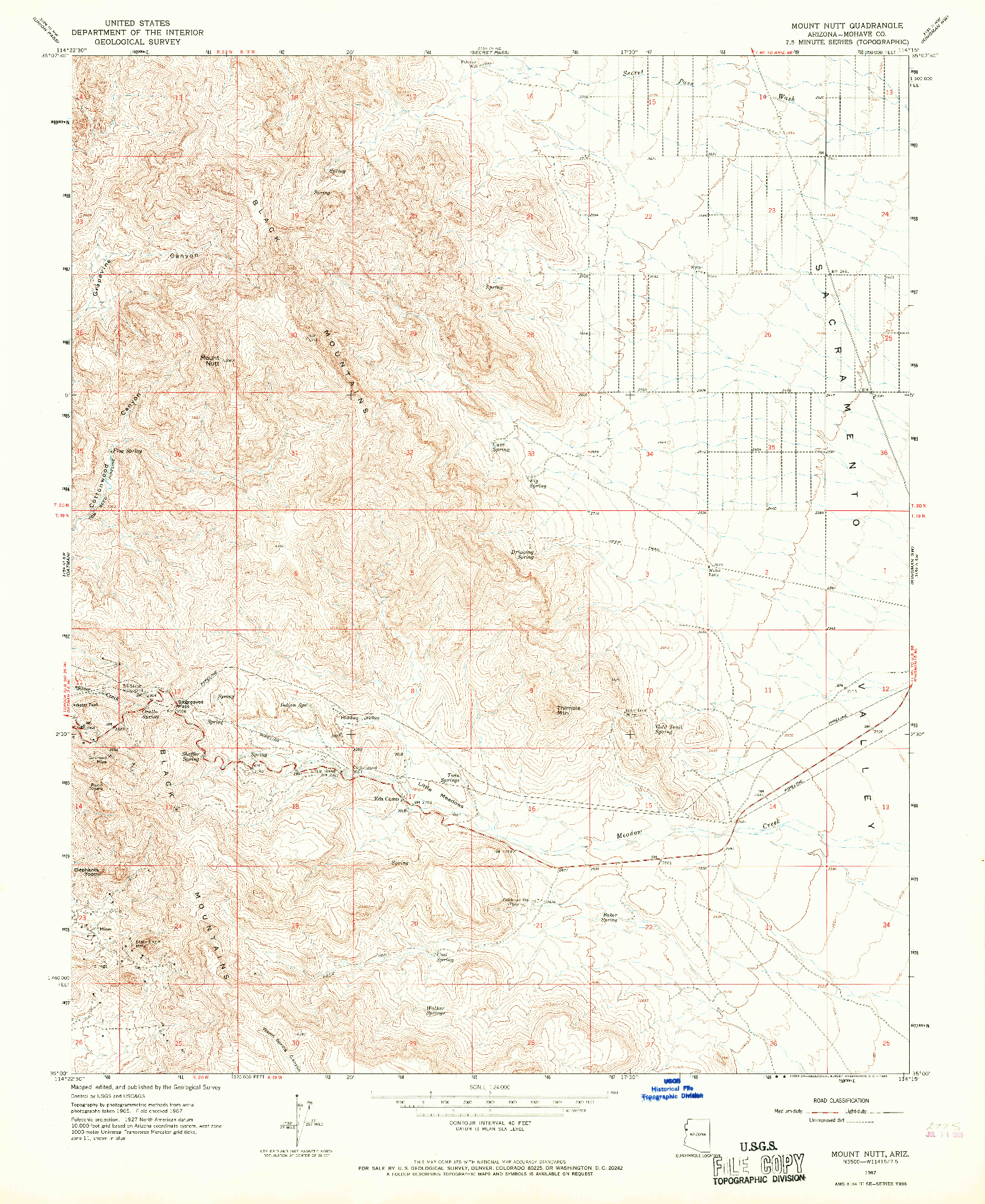 USGS 1:24000-SCALE QUADRANGLE FOR MOUNT NUTT, AZ 1967