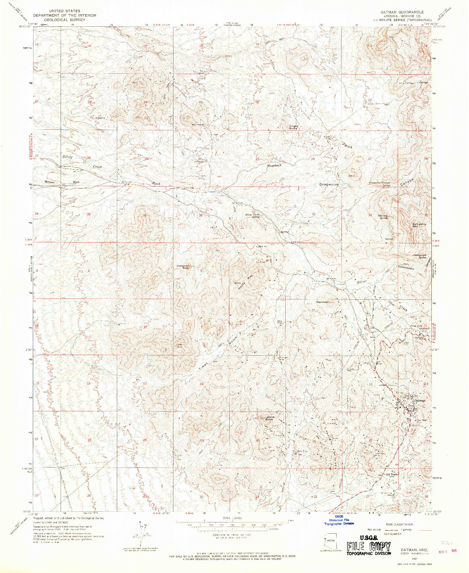 USGS 1:24000-SCALE QUADRANGLE FOR OATMAN, AZ 1967