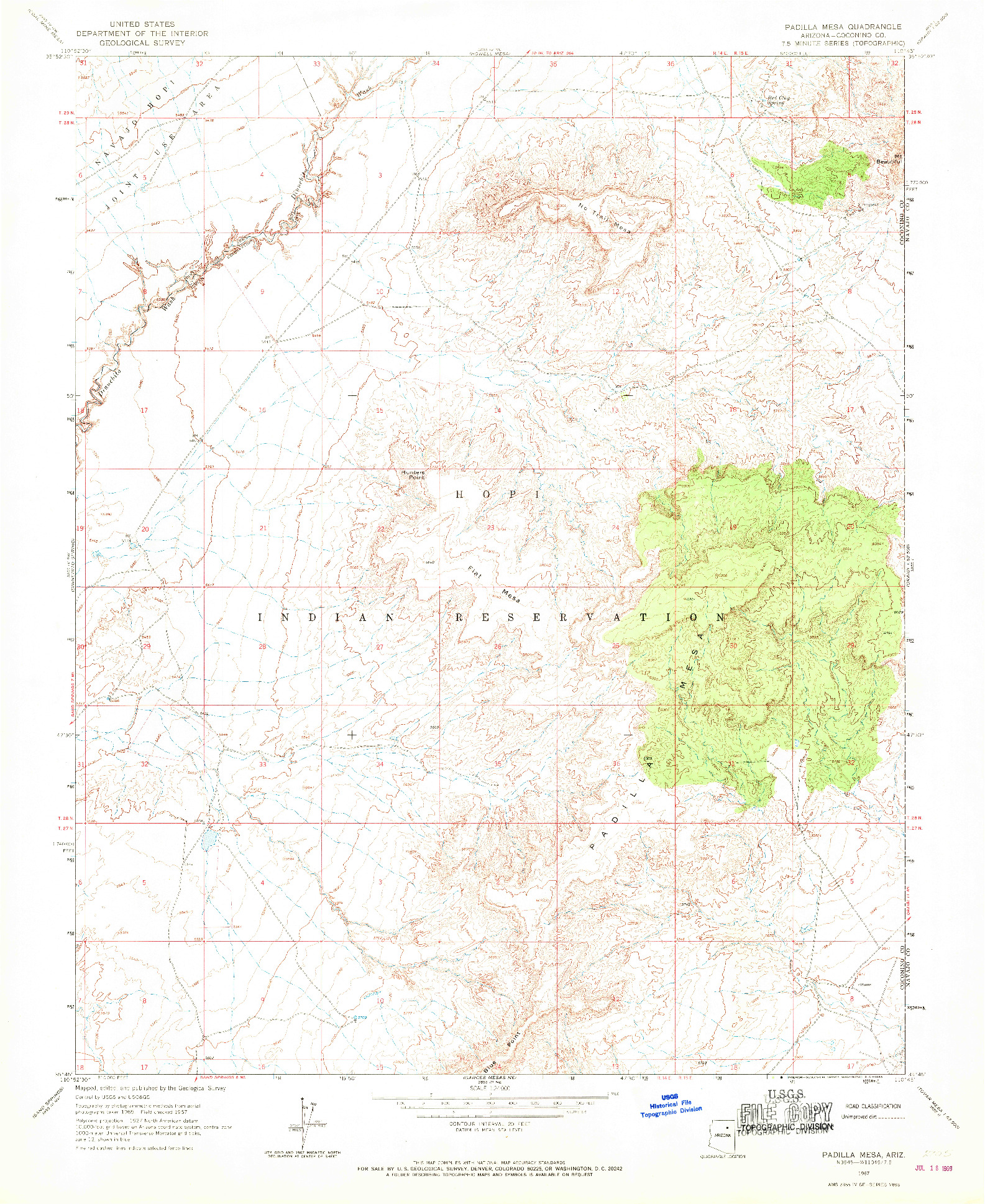 USGS 1:24000-SCALE QUADRANGLE FOR PADILLA MESA, AZ 1967