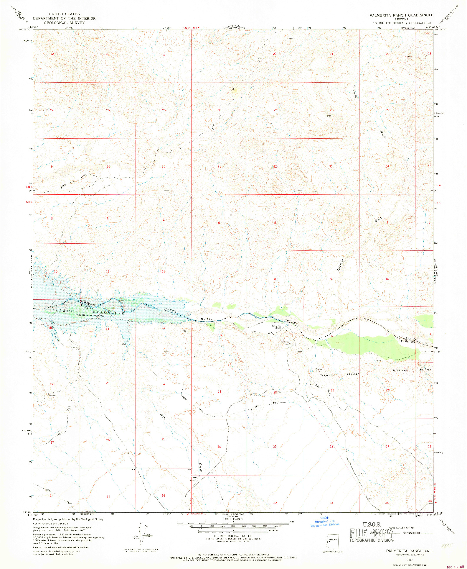 USGS 1:24000-SCALE QUADRANGLE FOR PALMERITA RANCH, AZ 1967