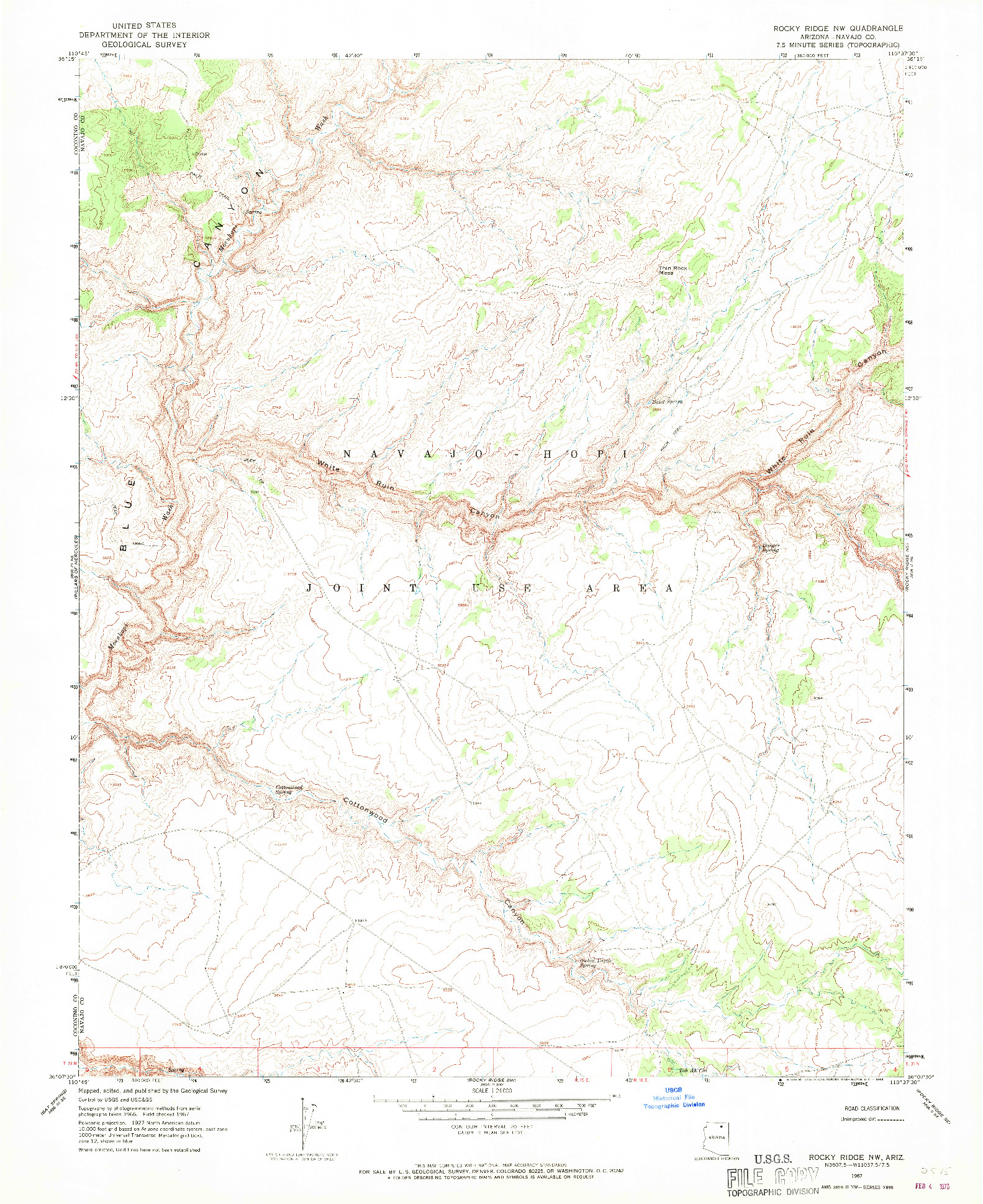 USGS 1:24000-SCALE QUADRANGLE FOR ROCKY RIDGE NW, AZ 1967